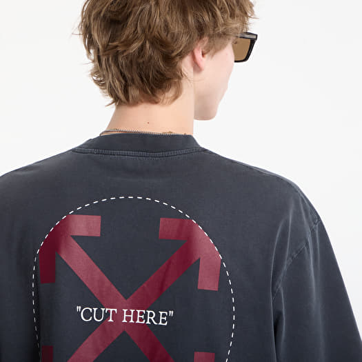 Off-White Cut Here Arrow Skate Tee UNISEX Fade Out Black/ Port