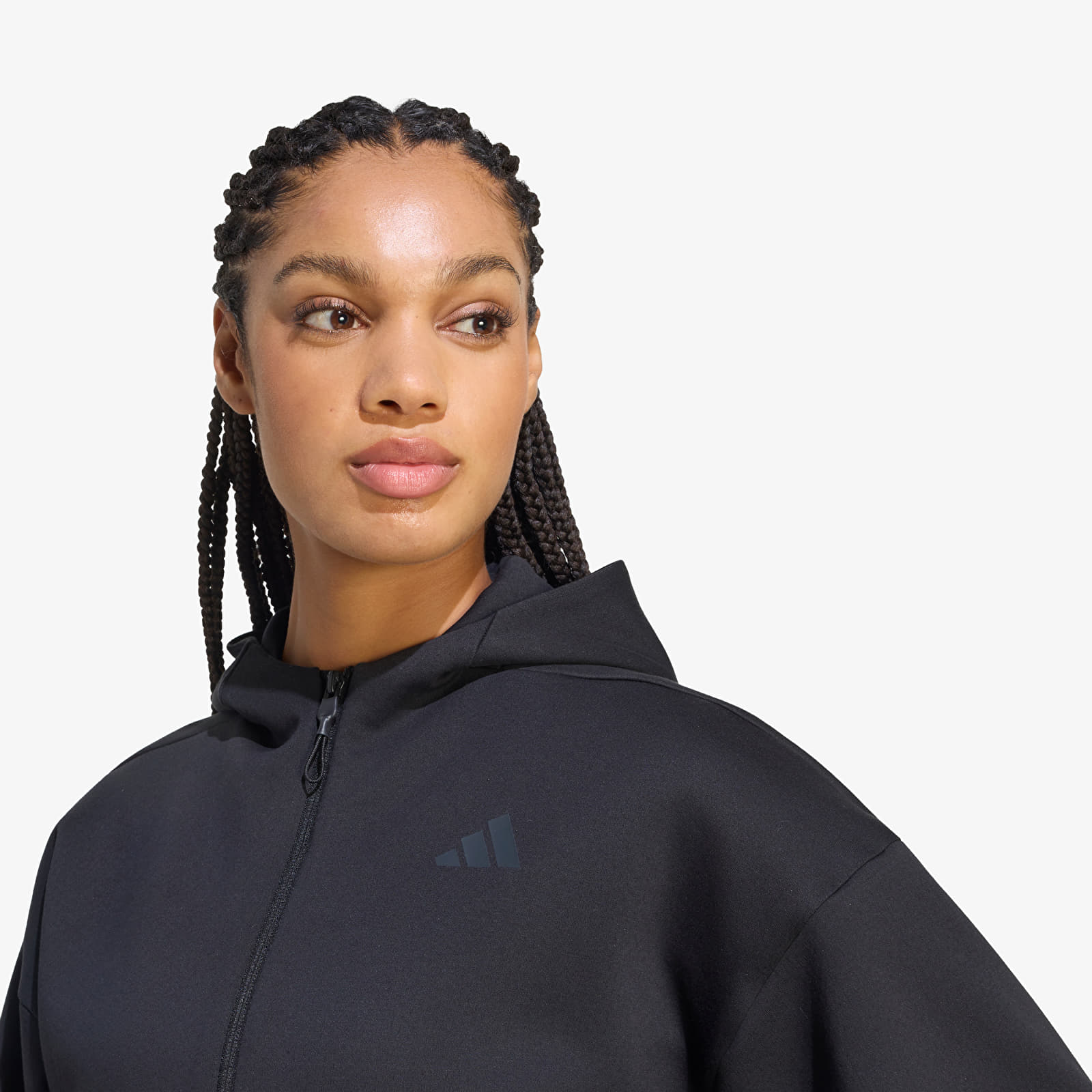 Women's hoodies adidas Z.N.E. Cropped Full Zip Sweatshirt Black