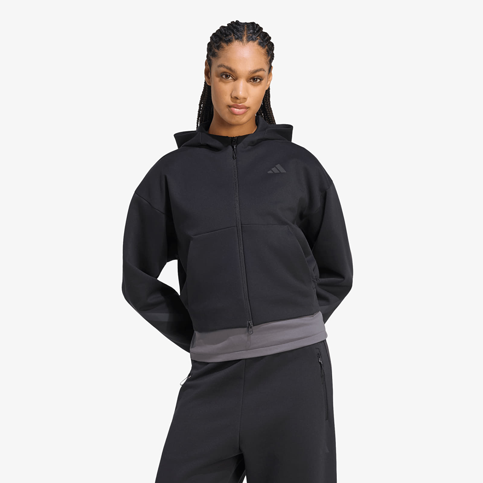 Women's hoodies adidas Z.N.E. Cropped Full Zip Sweatshirt Black