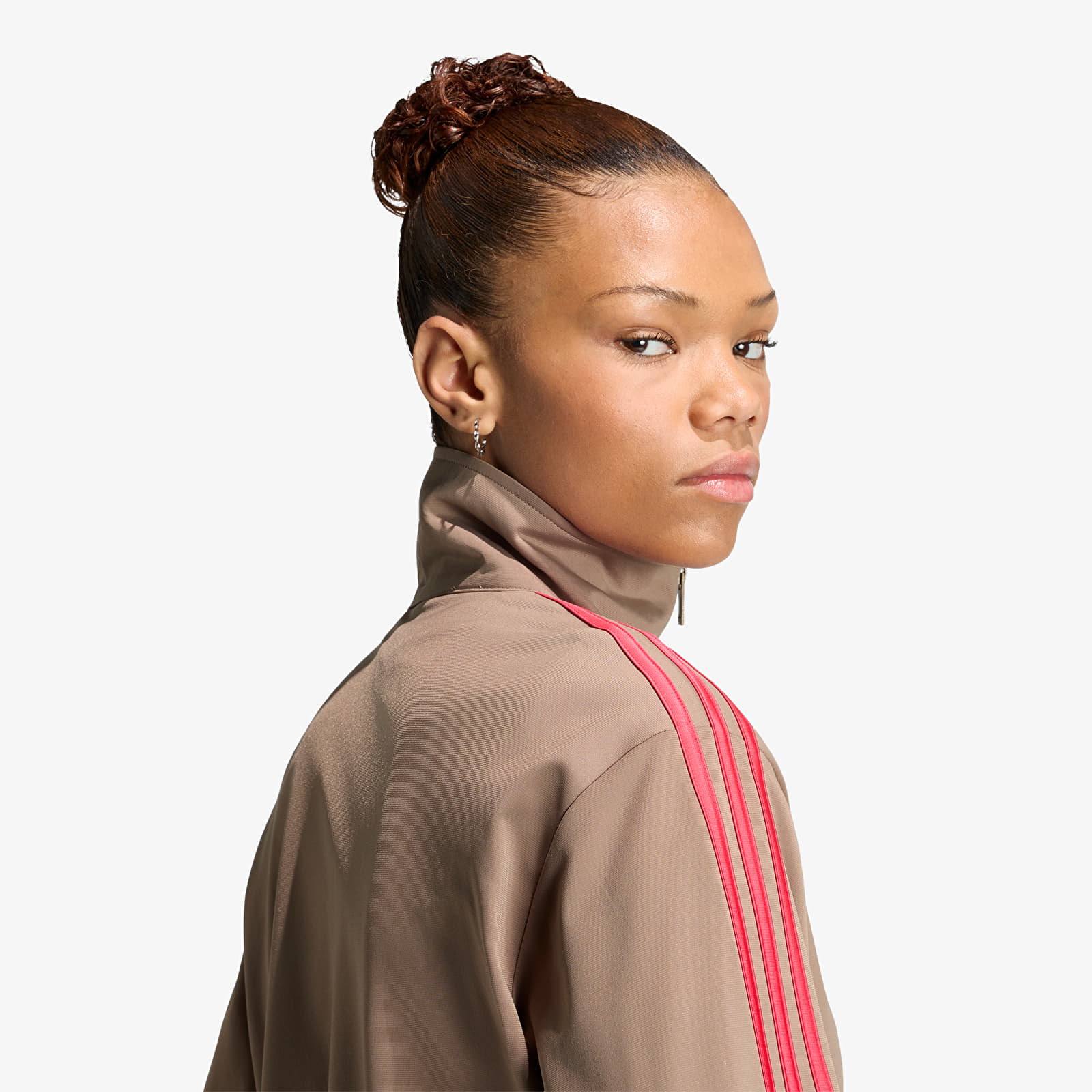 Dámské mikiny adidas Firebird Track Top Loose Khaki Six/ Power Pink