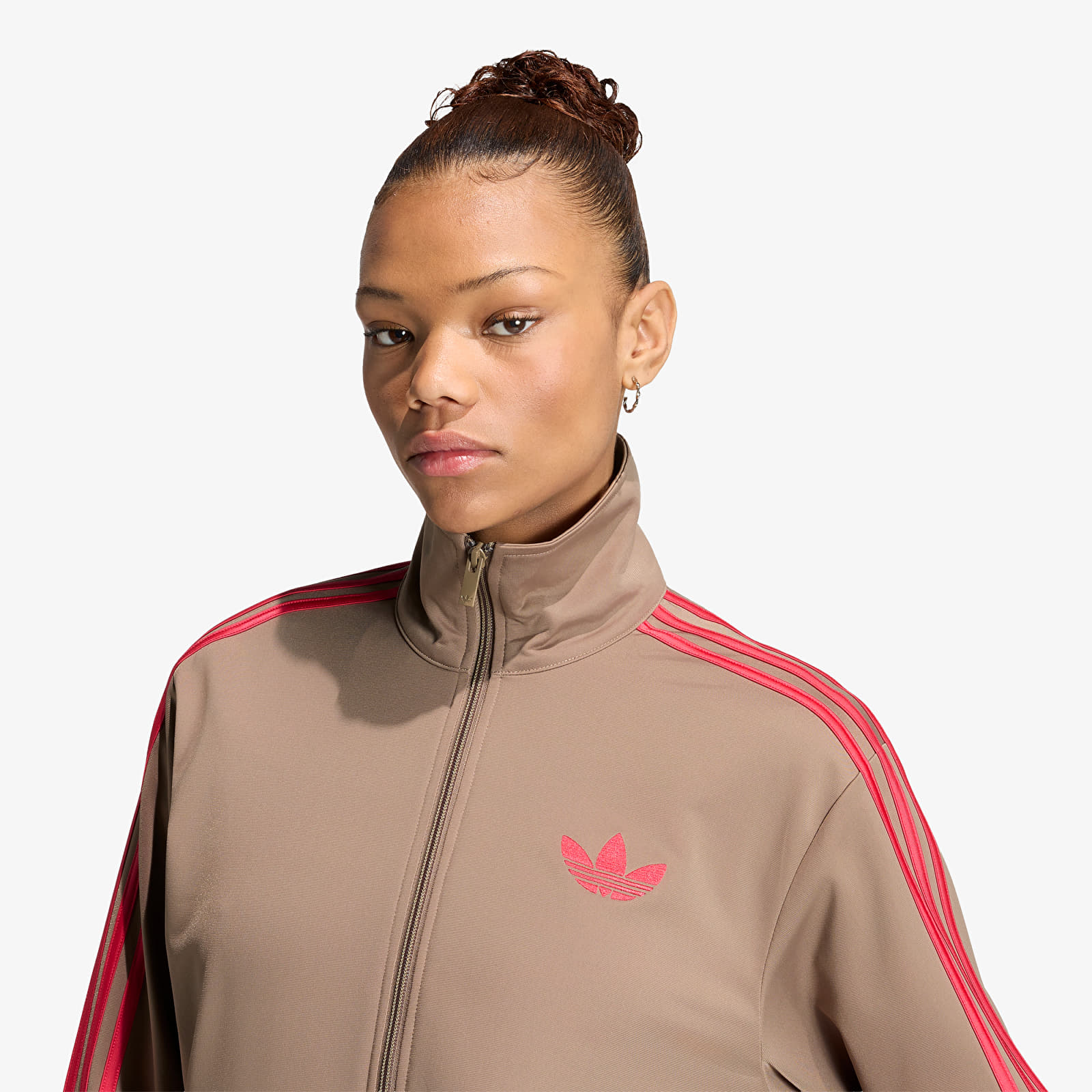 Dámské mikiny adidas Firebird Track Top Loose Khaki Six/ Power Pink