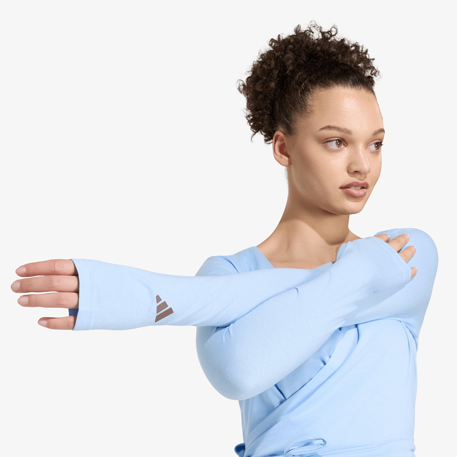 T-skjorter adidas 3 Stripes Studio Soft Ballet Wrap Top Glow Blue/ Earth Strata