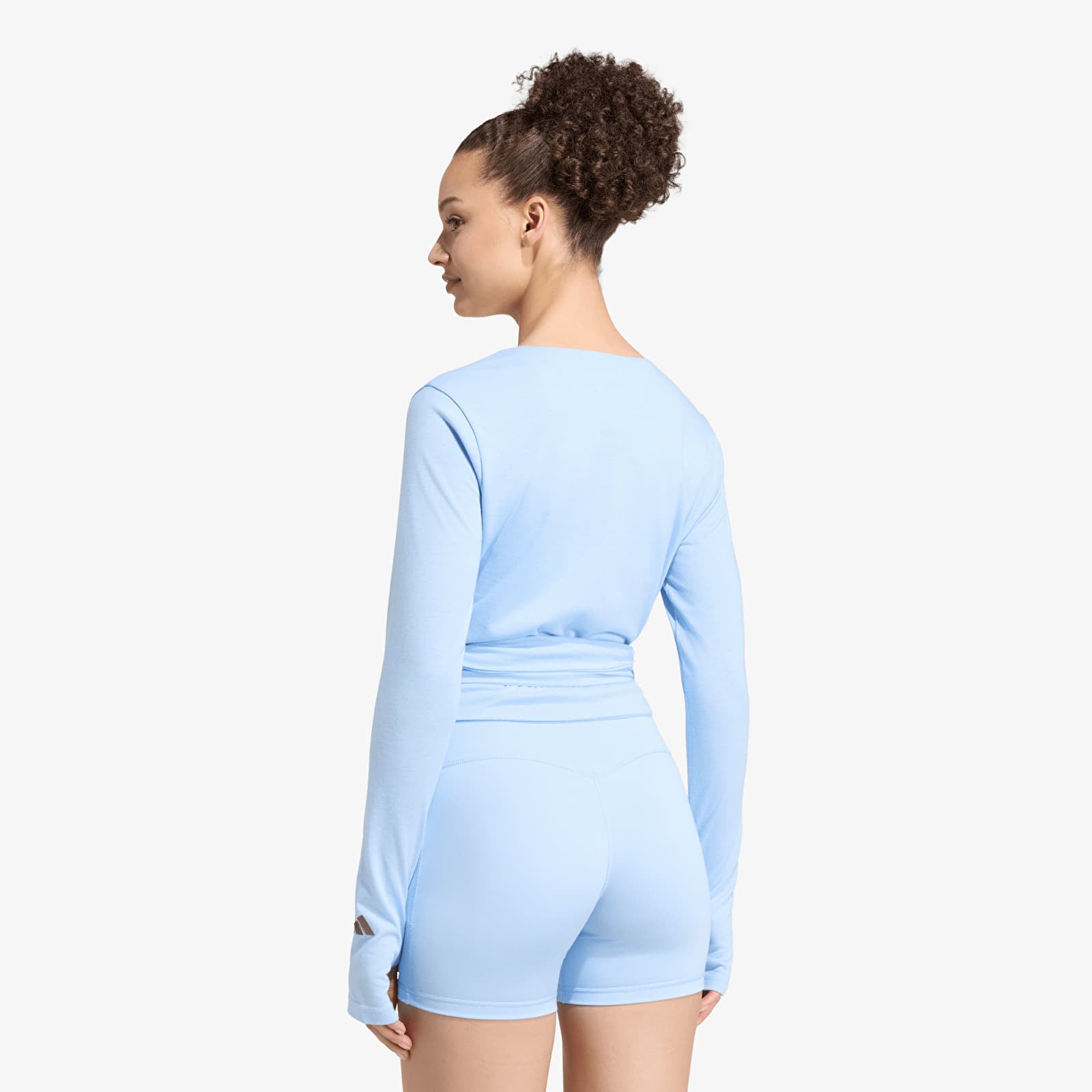 T-skjorter adidas 3 Stripes Studio Soft Ballet Wrap Top Glow Blue/ Earth Strata