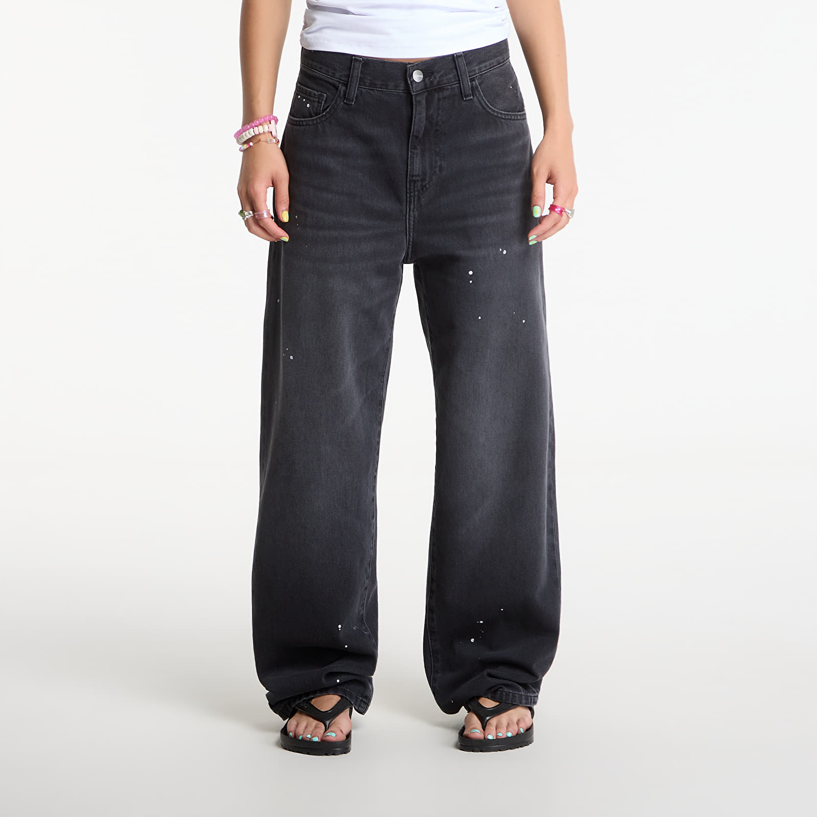 Jeans Carhartt WIP W' Arin Pant Black Destroy Wash, Splatter