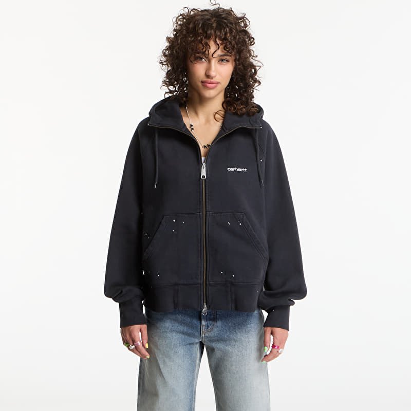 Sweatshirt Carhartt WIP W' Hooded Painter Jacket Black Destroy Wash, Splatter