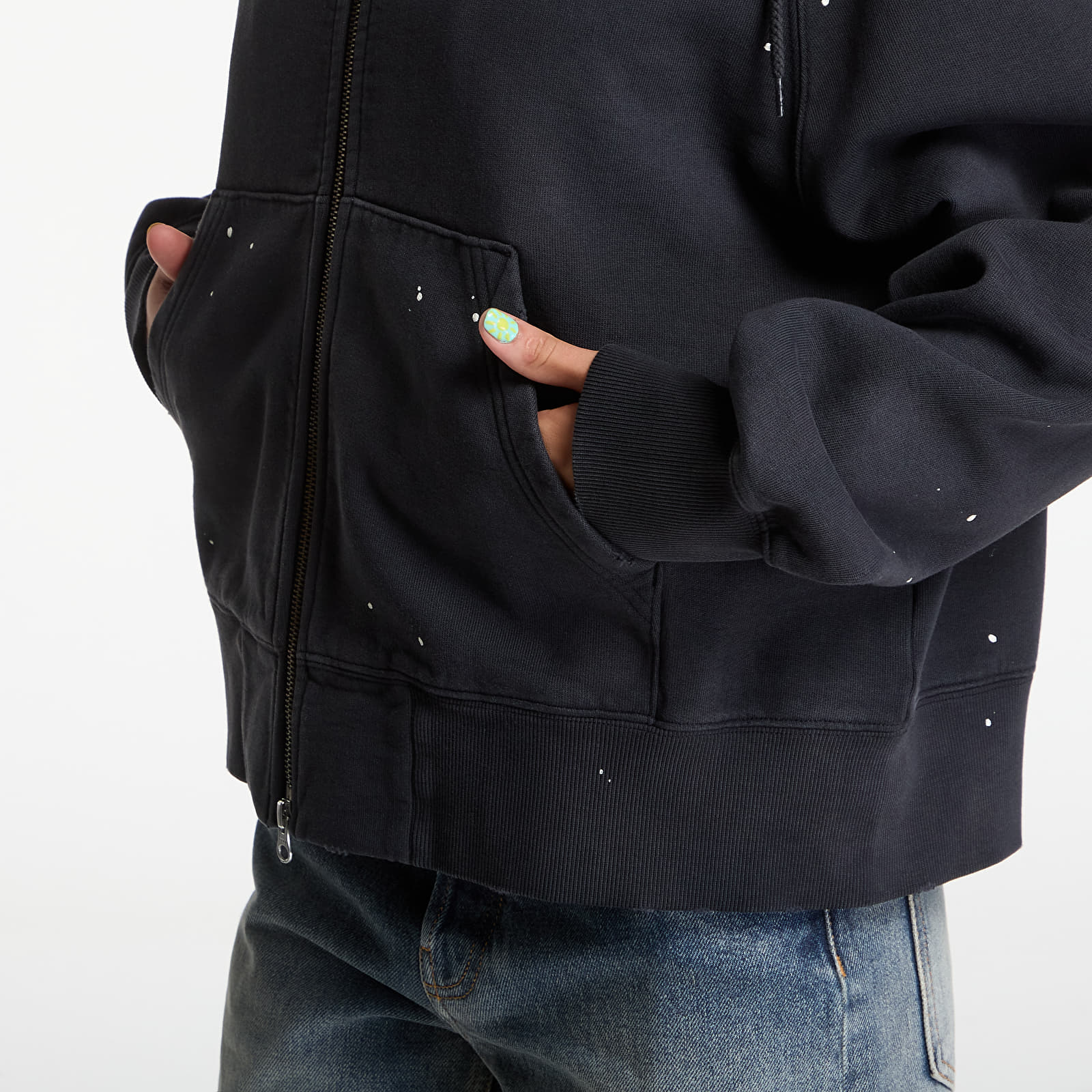 Sweatjacken und Sweatshirts Carhartt WIP W' Hooded Painter Jacket Black Destroy Wash, Splatter