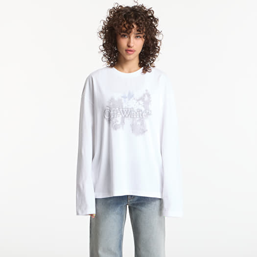 Off-White Crystal Flower  L/S Tee White