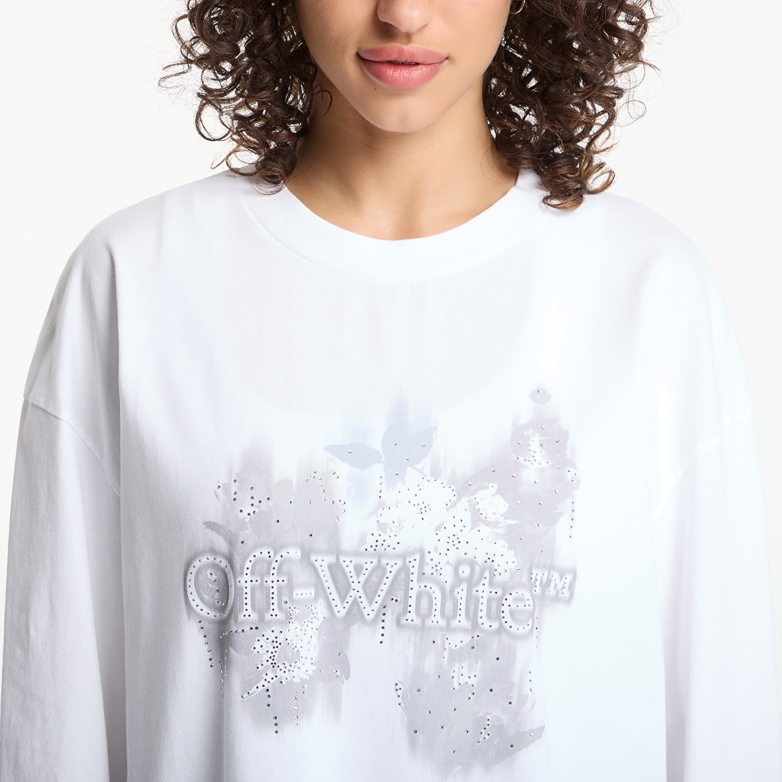 T-shirts Off-White Crystal Flower  L/S Tee White
