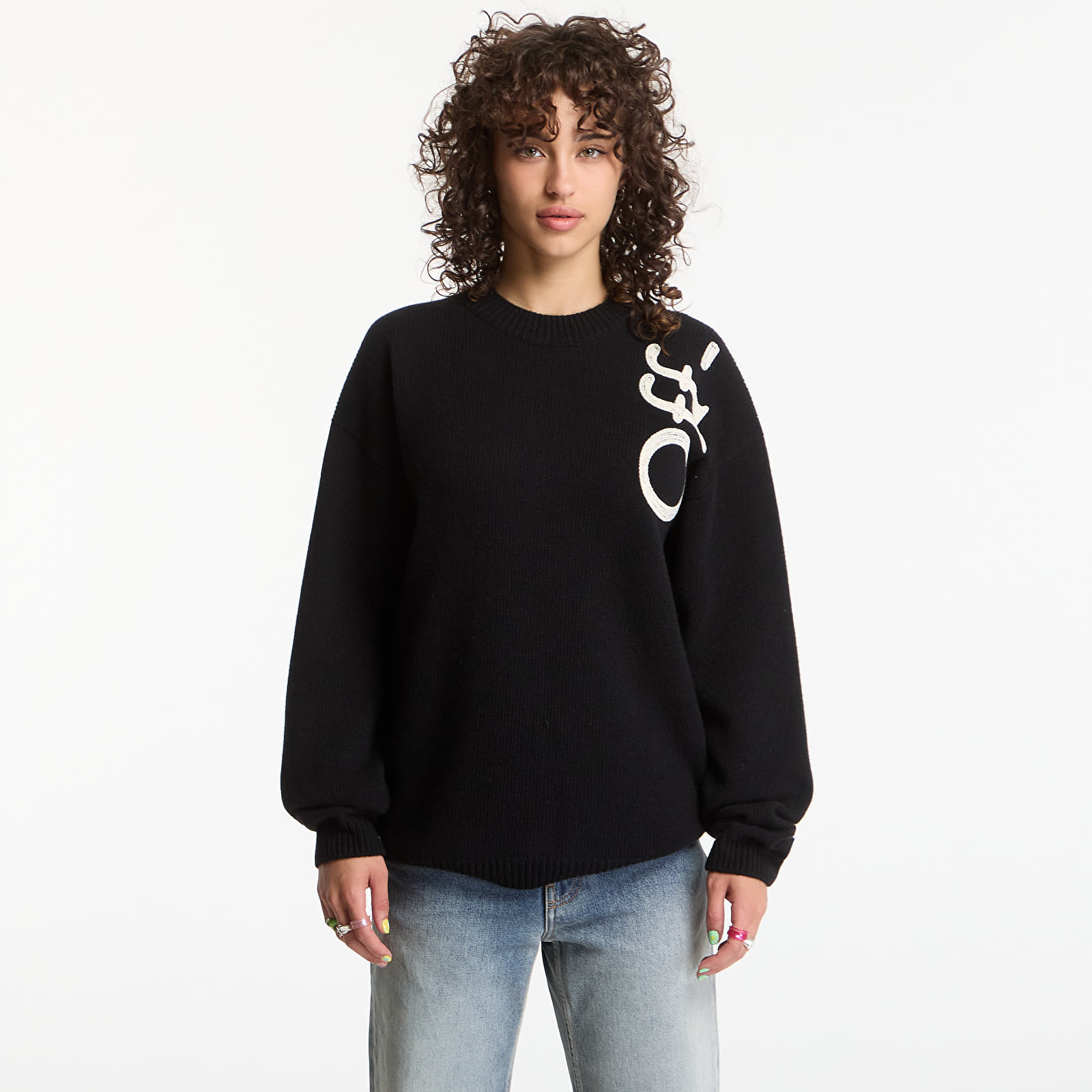 Sweaters Off-White Vertical Bookish Knit Crew UNISEX Black Ivory