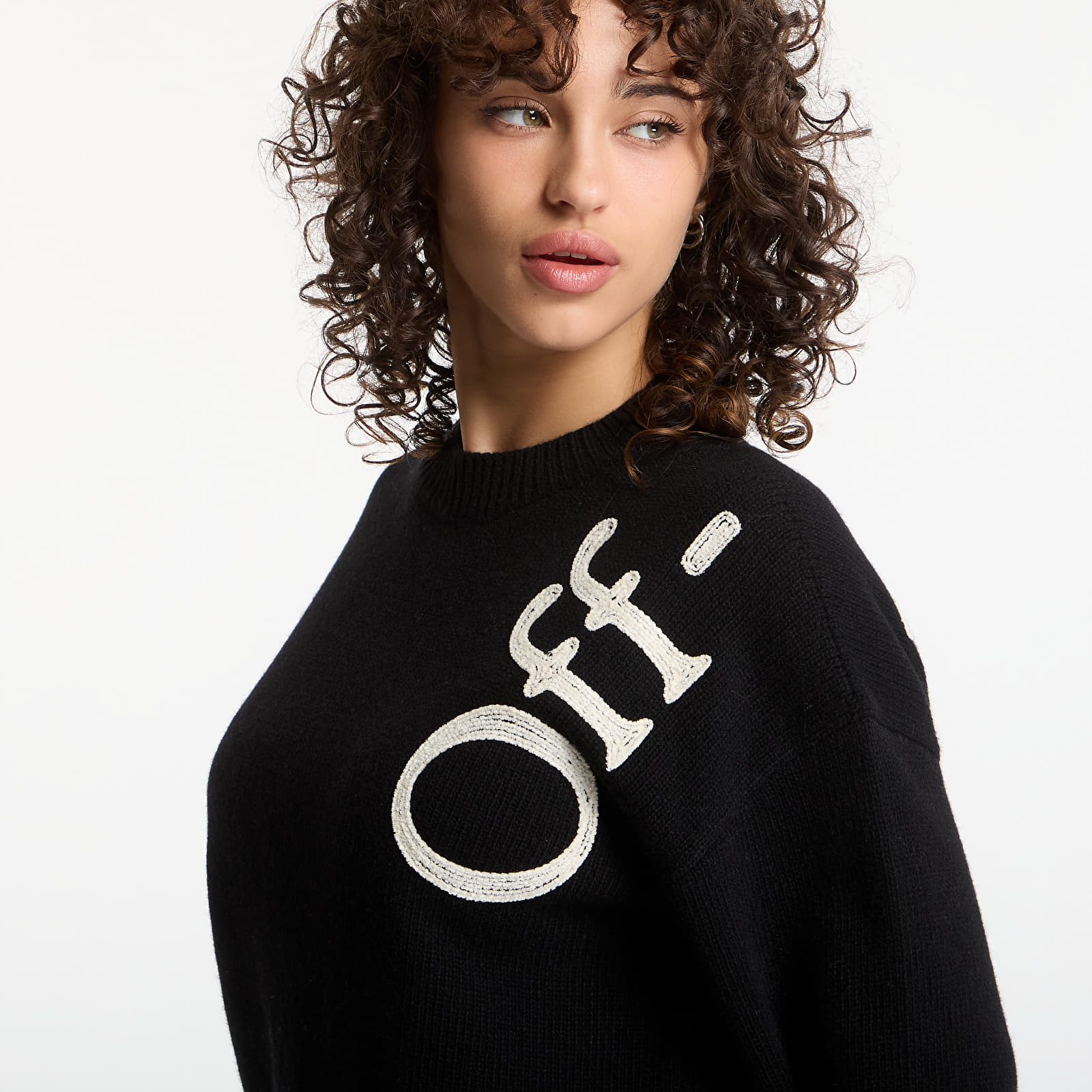 Sweaters Off-White Vertical Bookish Knit Crew UNISEX Black Ivory