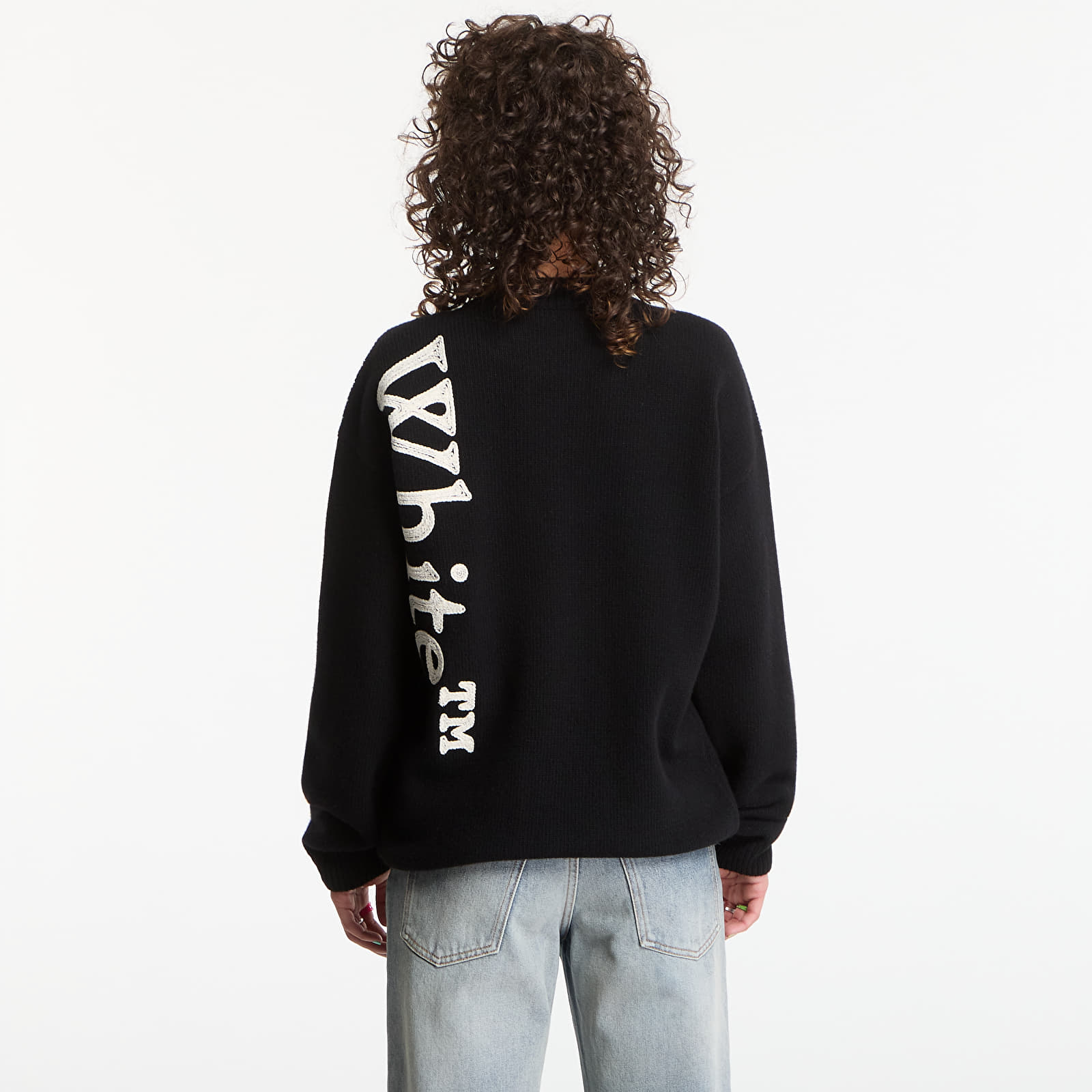 Sweaters Off-White Vertical Bookish Knit Crew UNISEX Black Ivory
