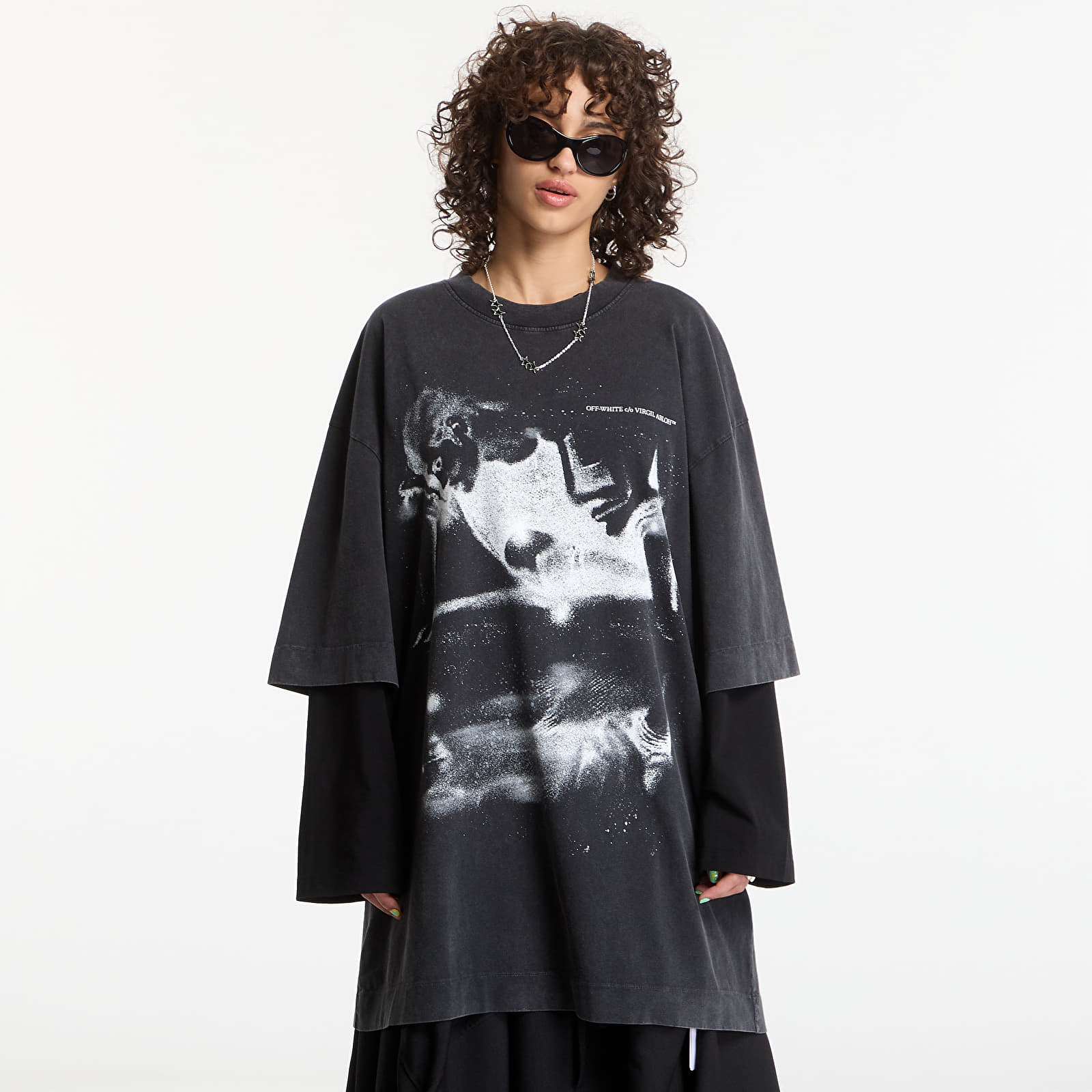 Rochii Off-White Dreaming Narciso T-Shirt Dress Fade Out Black White