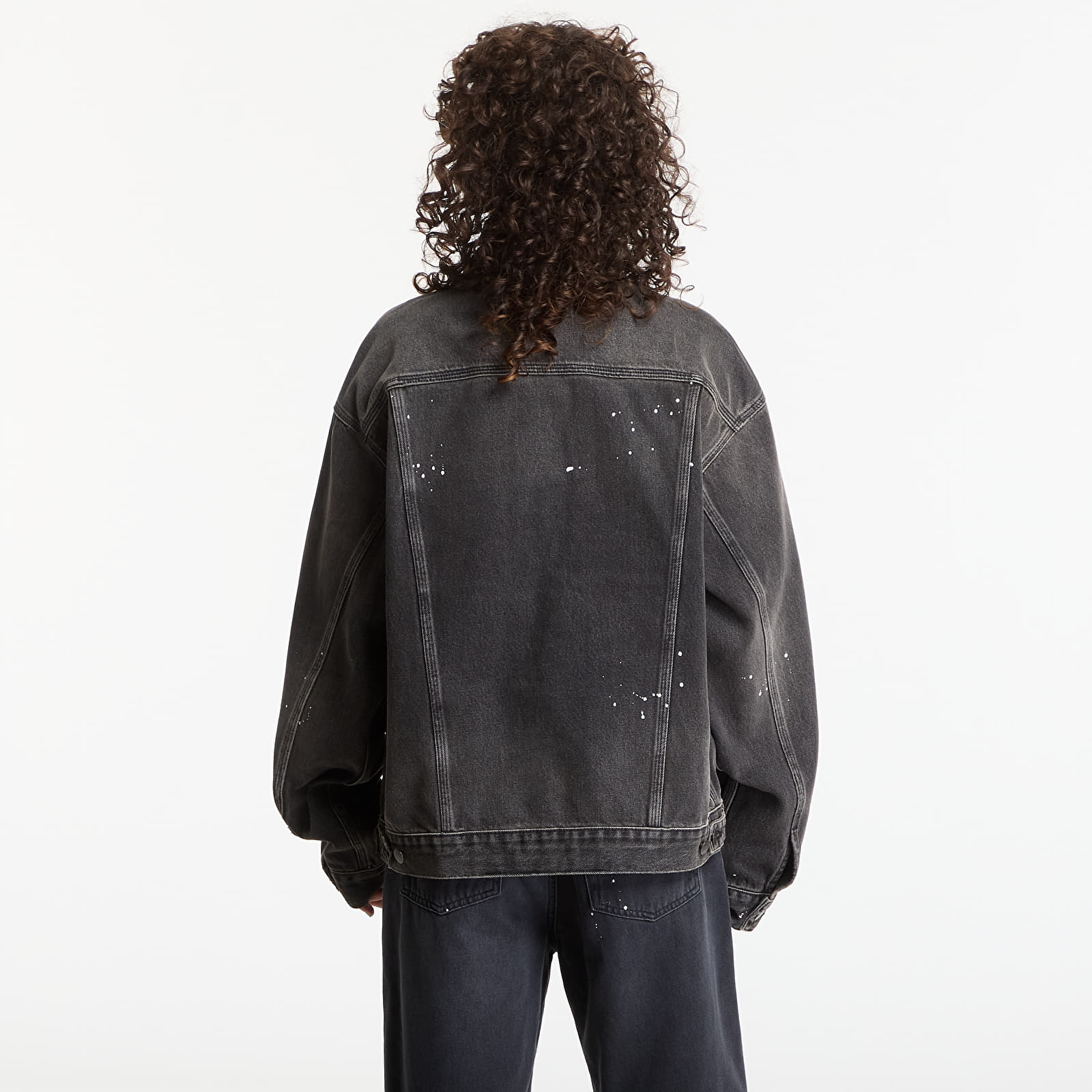 Pánské bundy Carhartt WIP Helston Jacket UNISEX Black Destroy Wash, Splatter