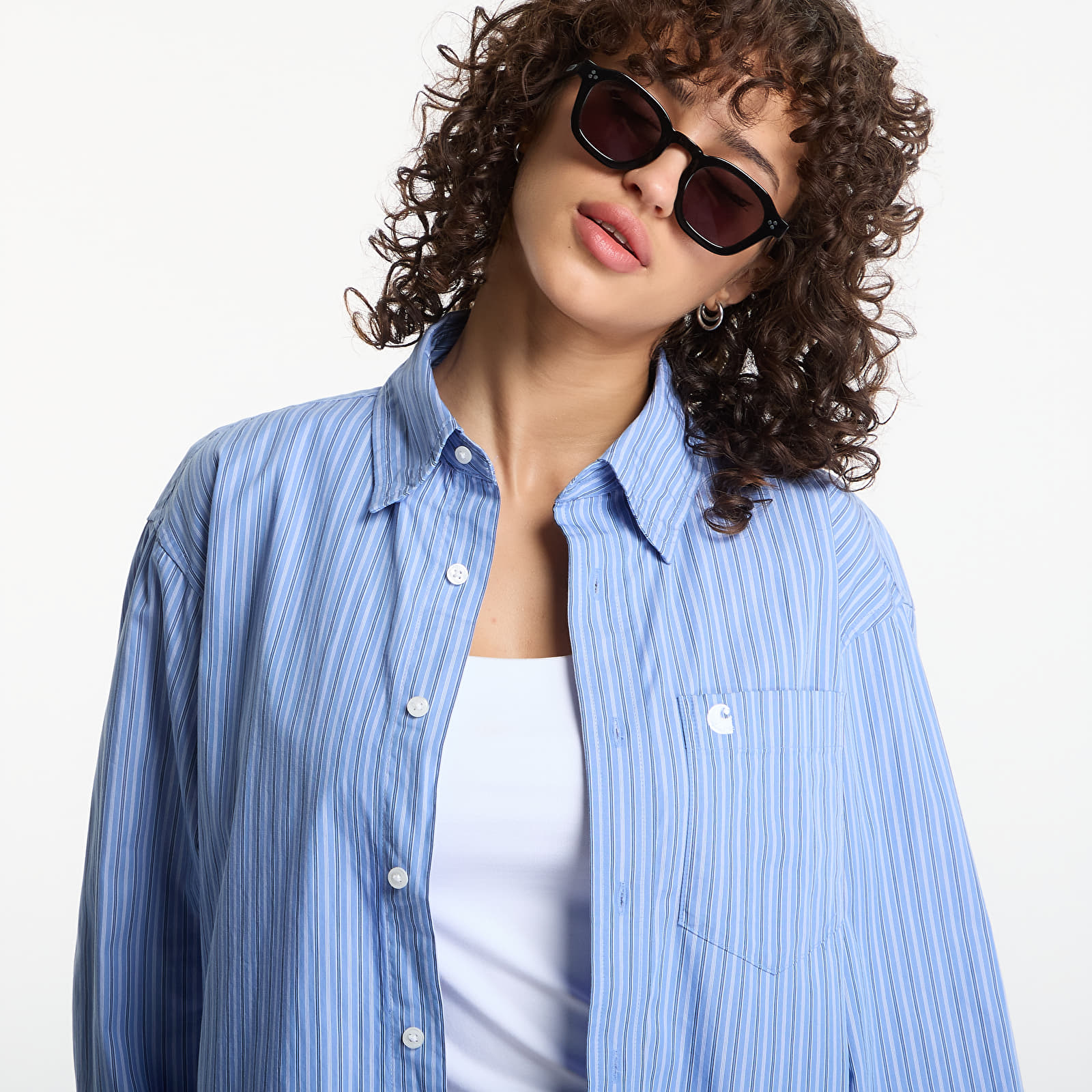 Skjorter Carhartt WIP L/S Keene Shirt UNISEX Keene Stripe, Curacao