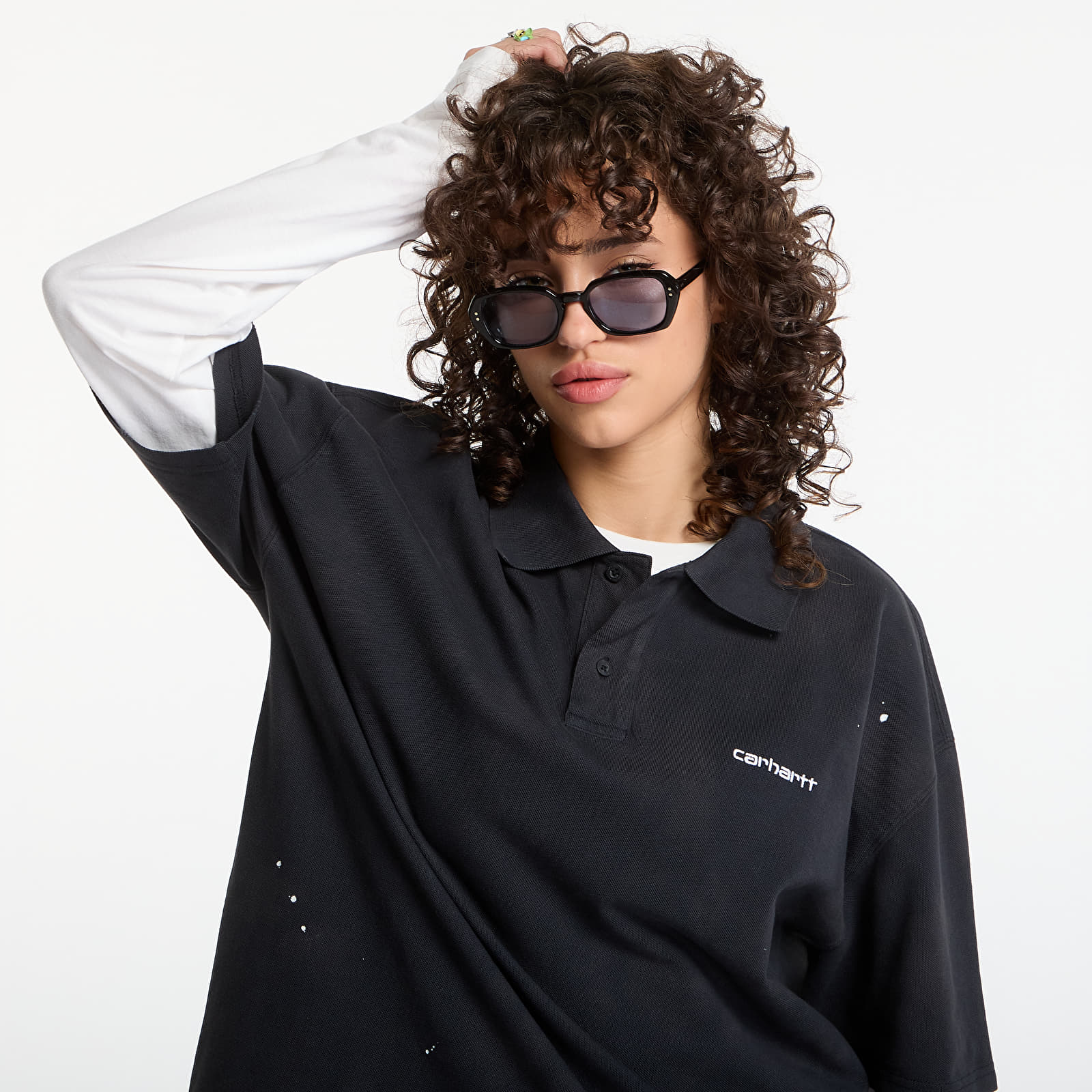 T-shirts  Carhartt WIP S/S Painter Polo UNISEX Black Destroy Wash, Splatter