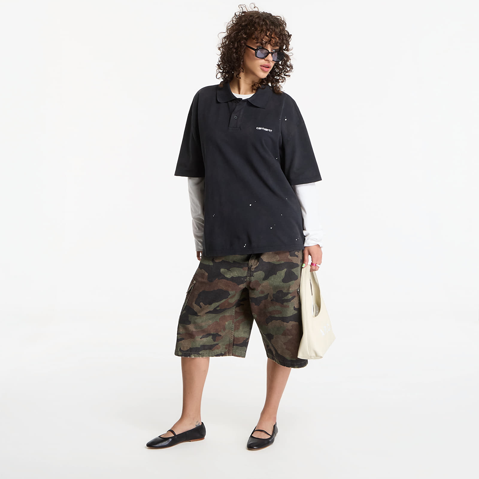 T-shirts  Carhartt WIP S/S Painter Polo UNISEX Black Destroy Wash, Splatter