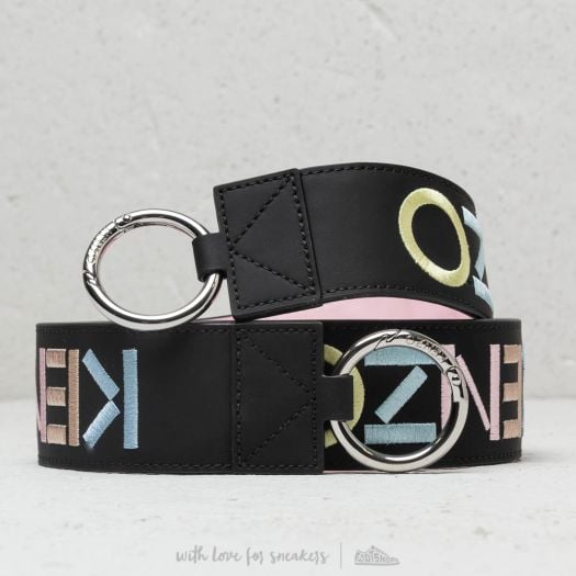 KENZO Logo Reversible Leather Shoulder Strap Black