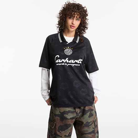 T-skjorte Carhartt WIP S/S Terrace Football T-Shirt UNISEX Heart Train Jacquard, Black