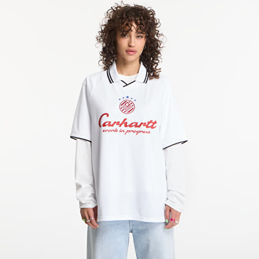 T-paita Carhartt WIP S/S Terrace Football T-Shirt UNISEX Heart Train Jacquard, White