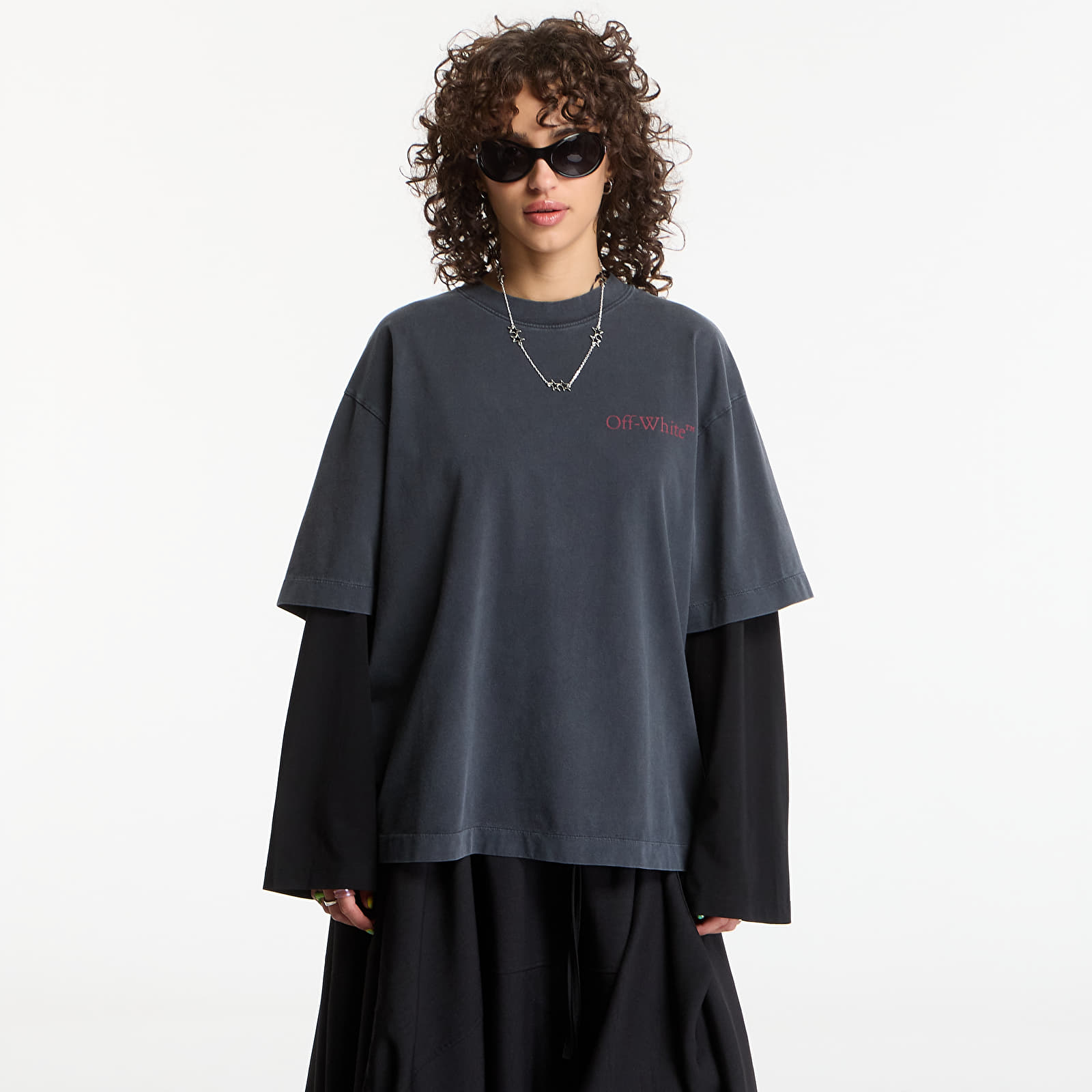 T-shirts Off-White Cut Here Arrow Skate Tee UNISEX Fade Out Black/ Port Royal
