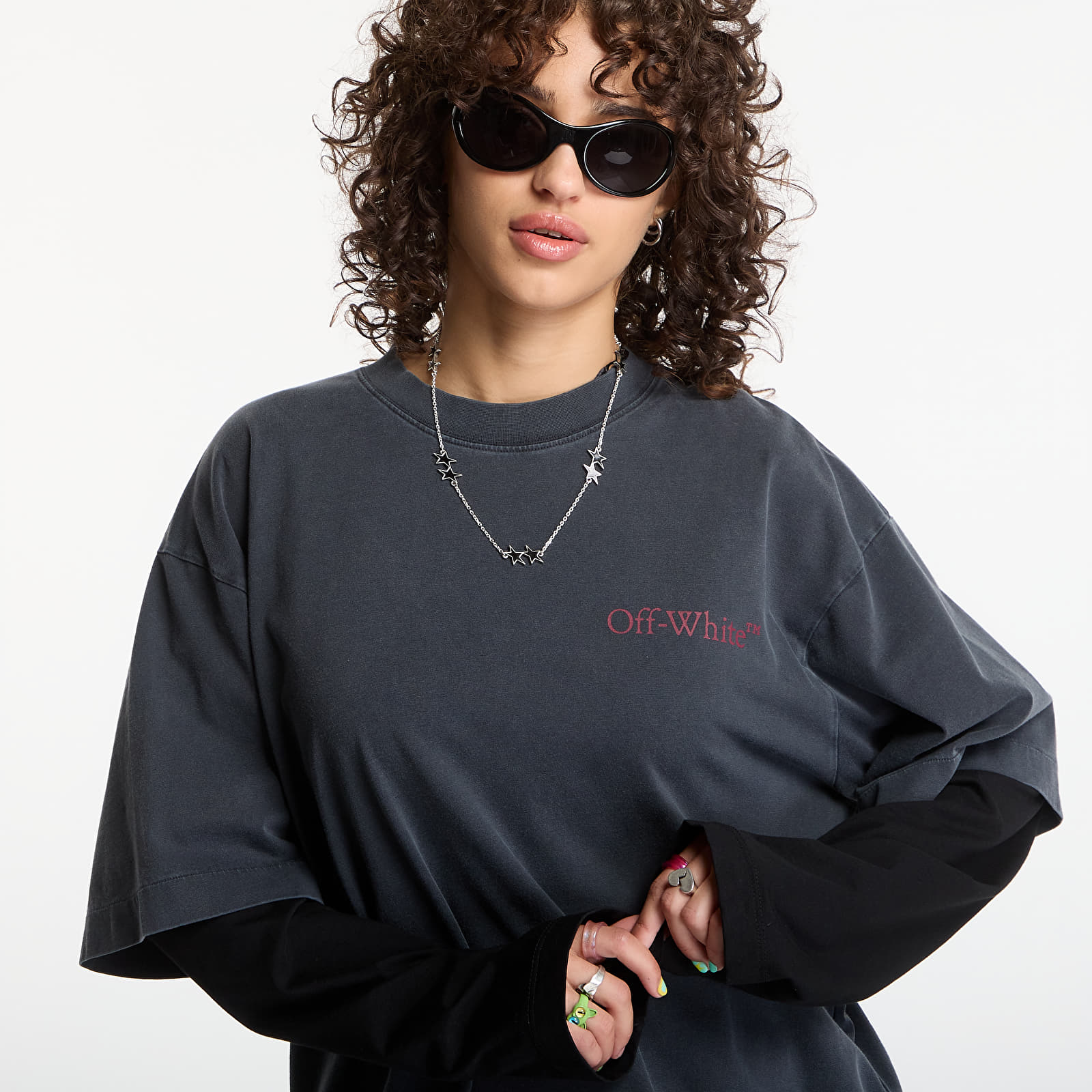 T-shirts Off-White Cut Here Arrow Skate Tee UNISEX Fade Out Black/ Port Royal