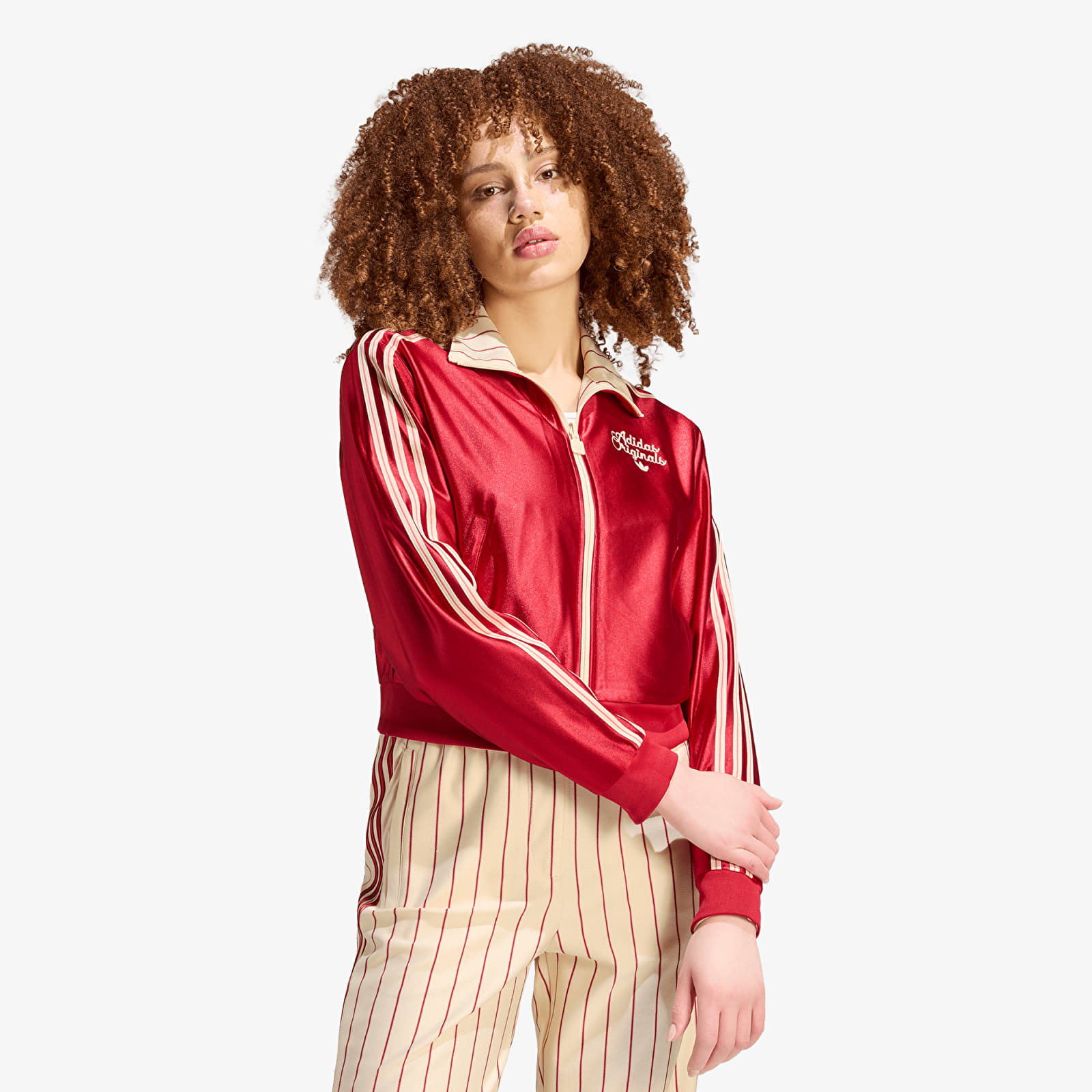 Women's jackets adidas Reversible Firebird Track Top Warm Vanilla/ Team Victory Red