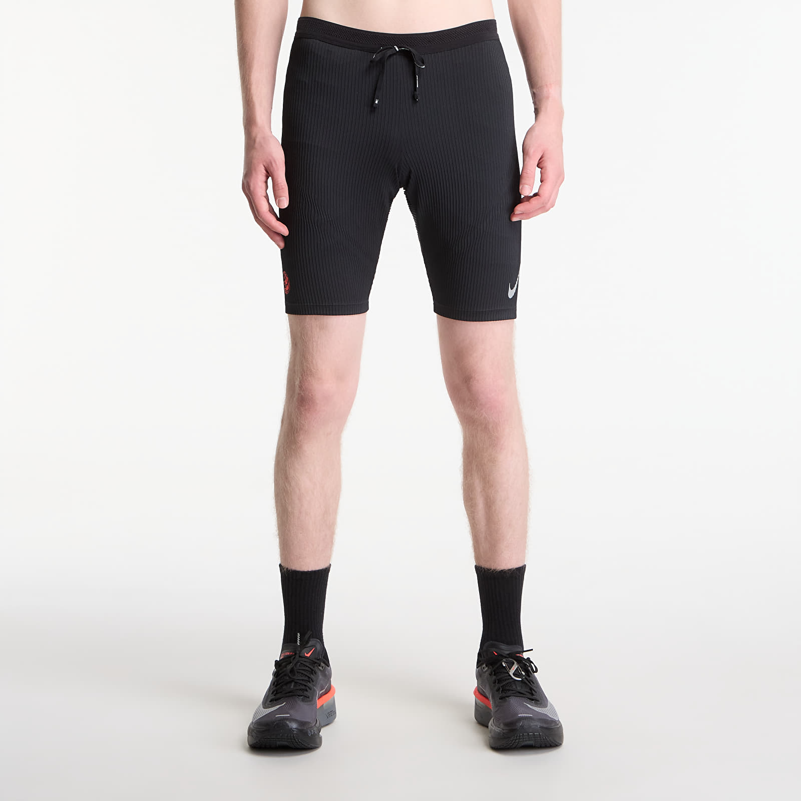 Leggings Nike AeroSwift Men's Dri-FIT ADV Brief-Lined 1/2-Length Running Tights Black/ Dk Smoke Grey/ Bright Crimson