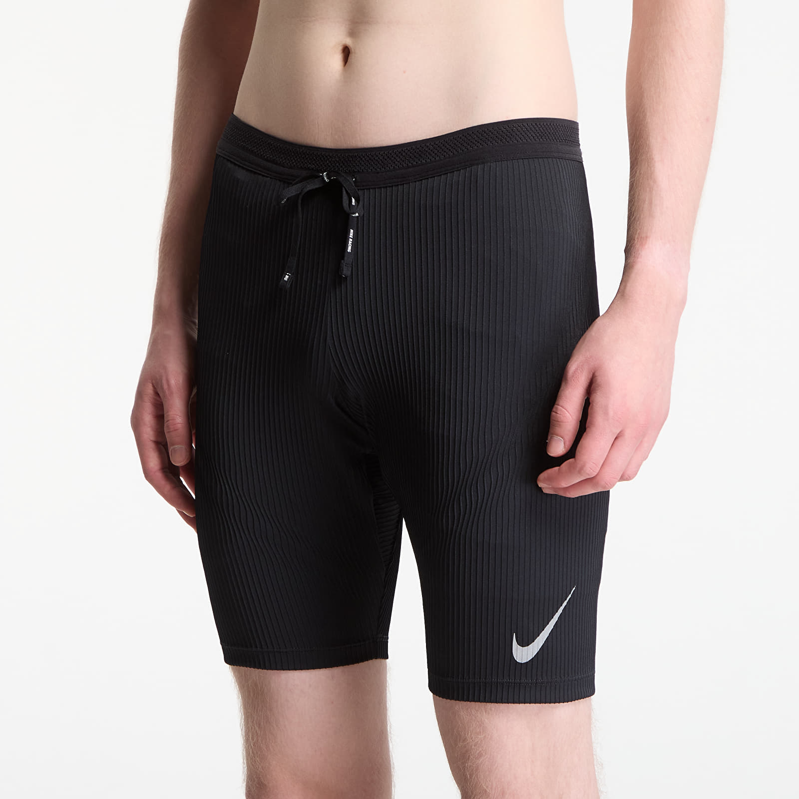 Leggings Nike AeroSwift Men's Dri-FIT ADV Brief-Lined 1/2-Length Running Tights Black/ Dk Smoke Grey/ Bright Crimson