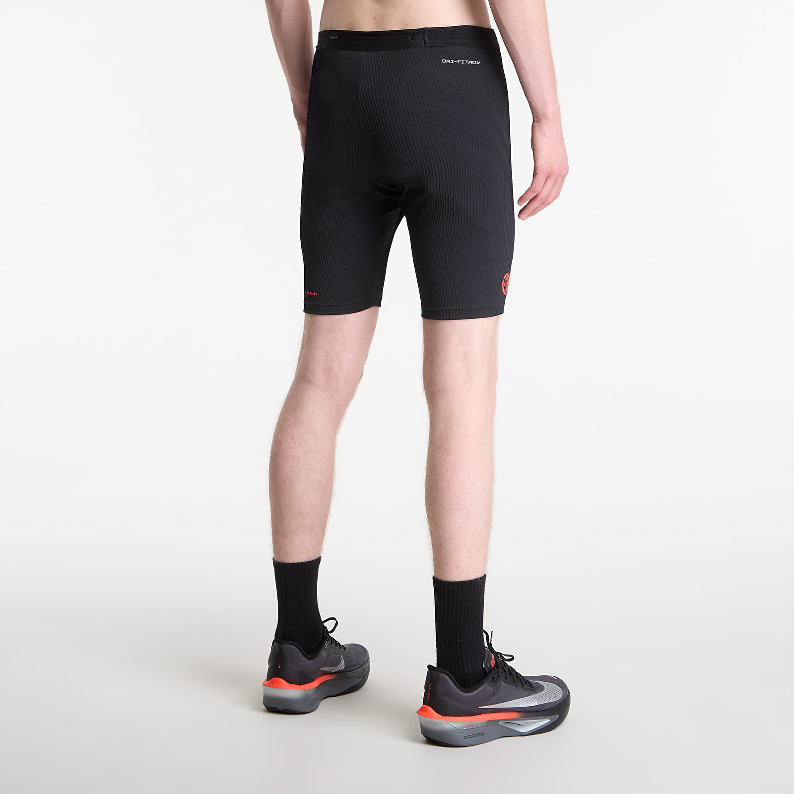 Leggings Nike AeroSwift Men's Dri-FIT ADV Brief-Lined 1/2-Length Running Tights Black/ Dk Smoke Grey/ Bright Crimson