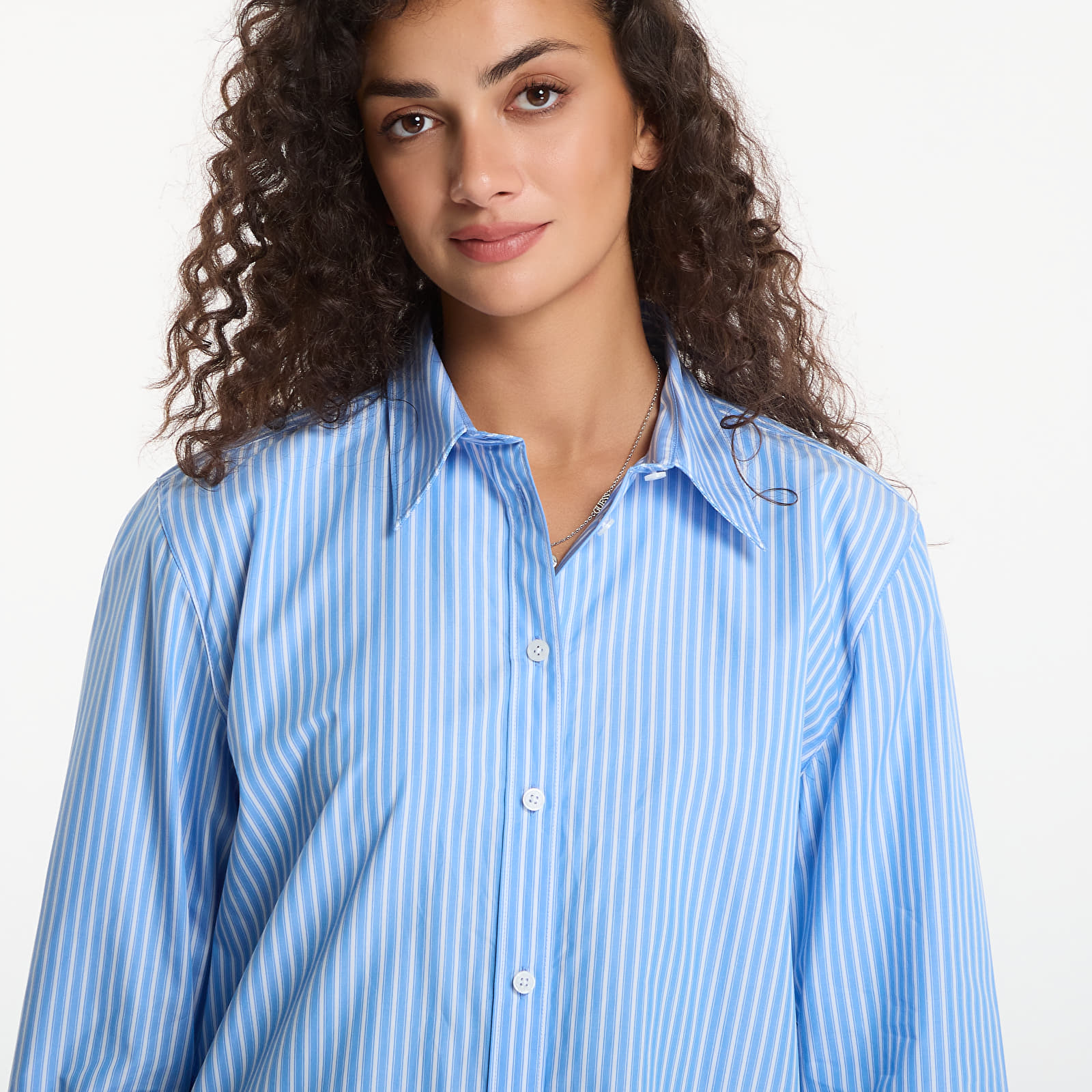 Dámské košile Calvin Klein Yarndye Cotton Poplin Regular Shirt Angel Hair Stripe Marina Brilliant