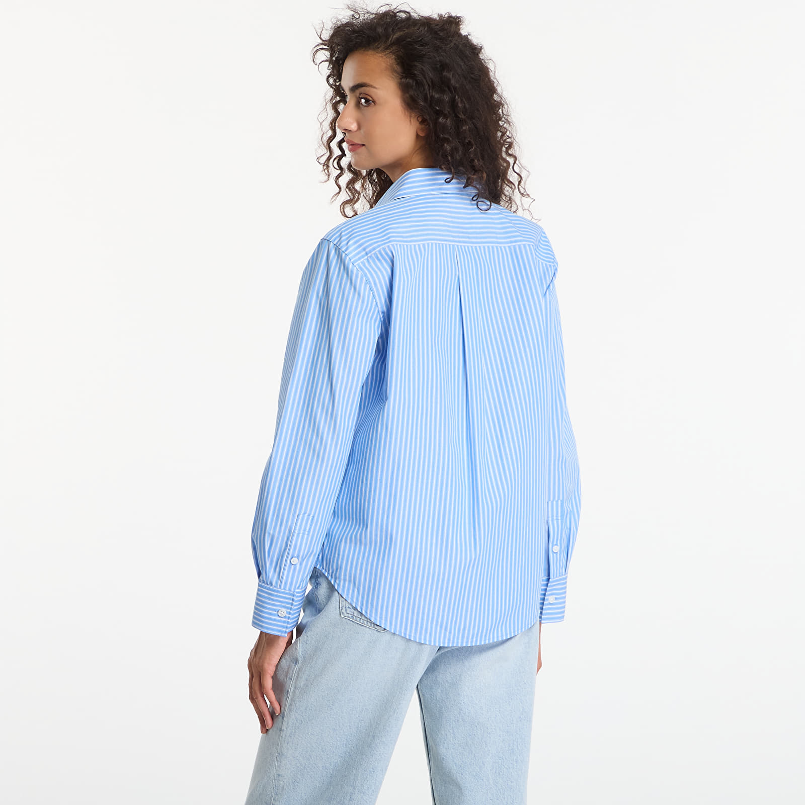 Dámské košile Calvin Klein Yarndye Cotton Poplin Regular Shirt Angel Hair Stripe Marina Brilliant