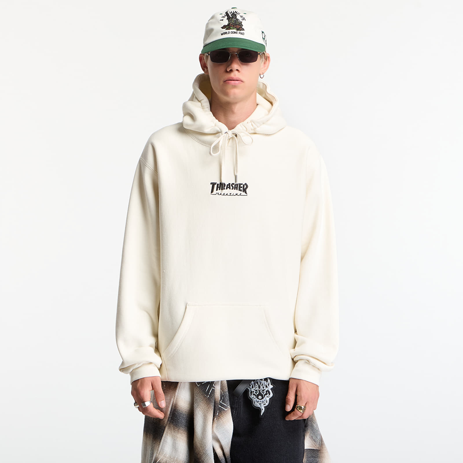 Mikiny Thrasher Heavyweight Embroidered Mag Logo Hoodie Beige