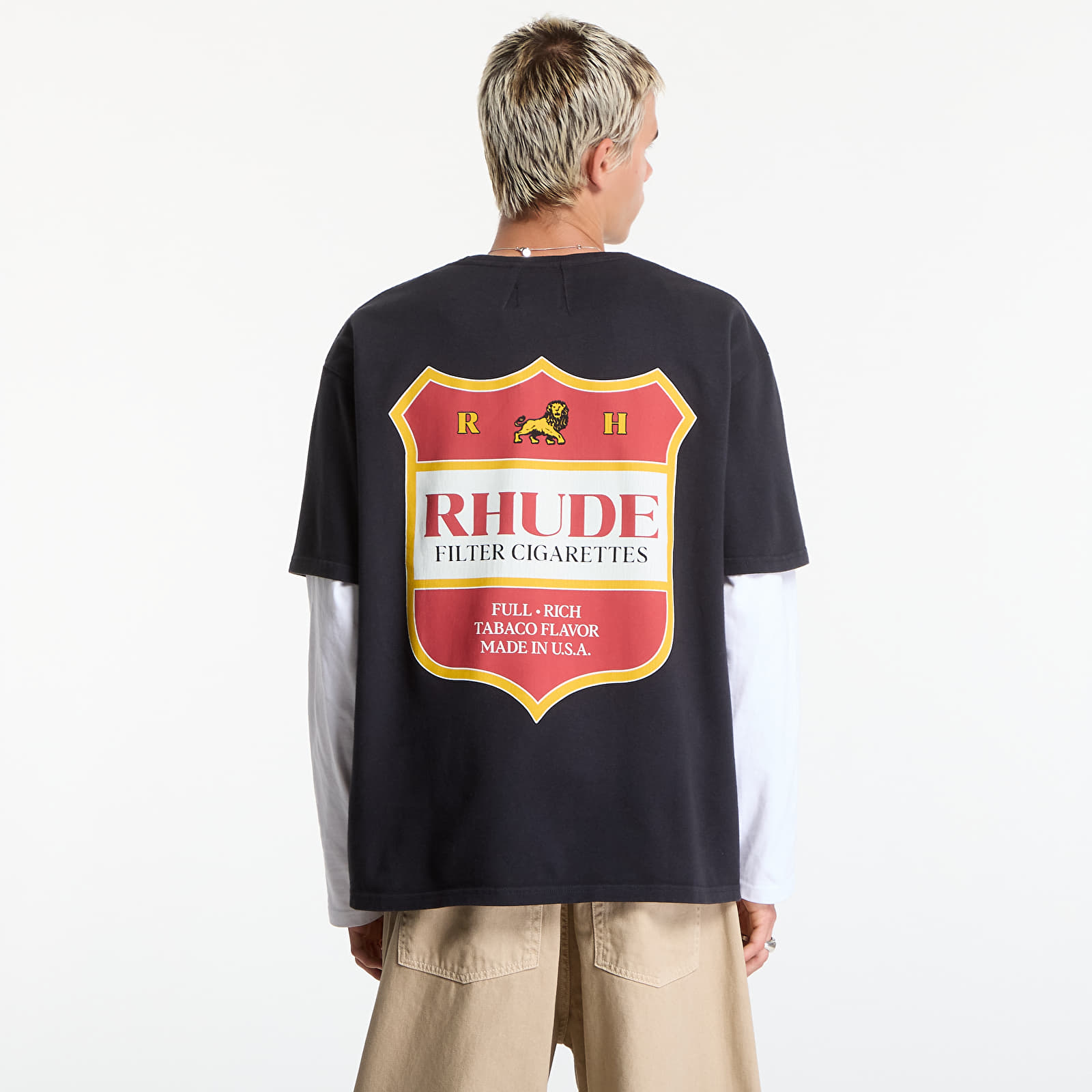 Men's T-shirts Rhude Filtaro Crest Tee Vintage Black/ Red/ Yellow