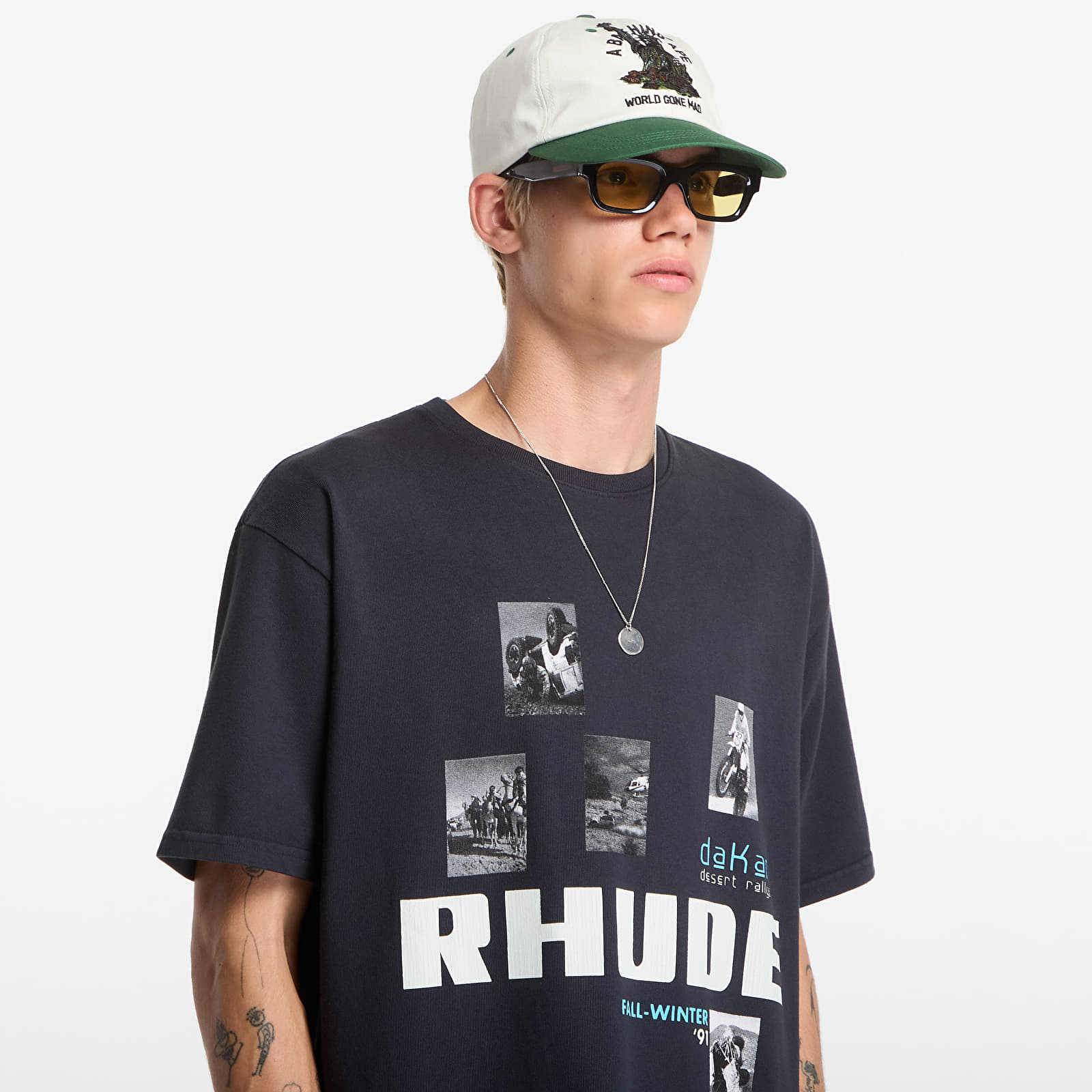 Men's T-shirts Rhude Winter 91 Rallye Tee Vintage Black/ White/ Blue