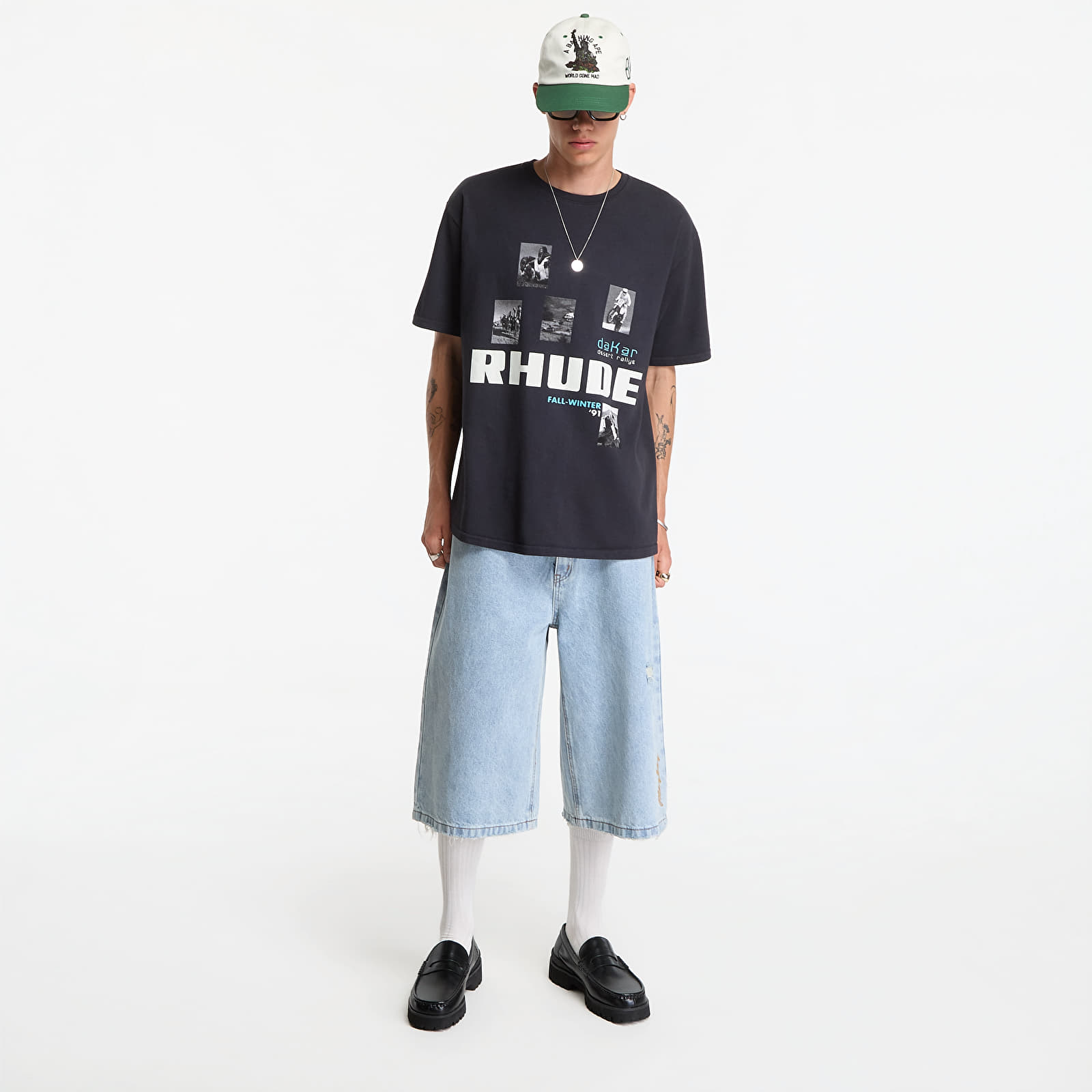 Men's T-shirts Rhude Winter 91 Rallye Tee Vintage Black/ White/ Blue