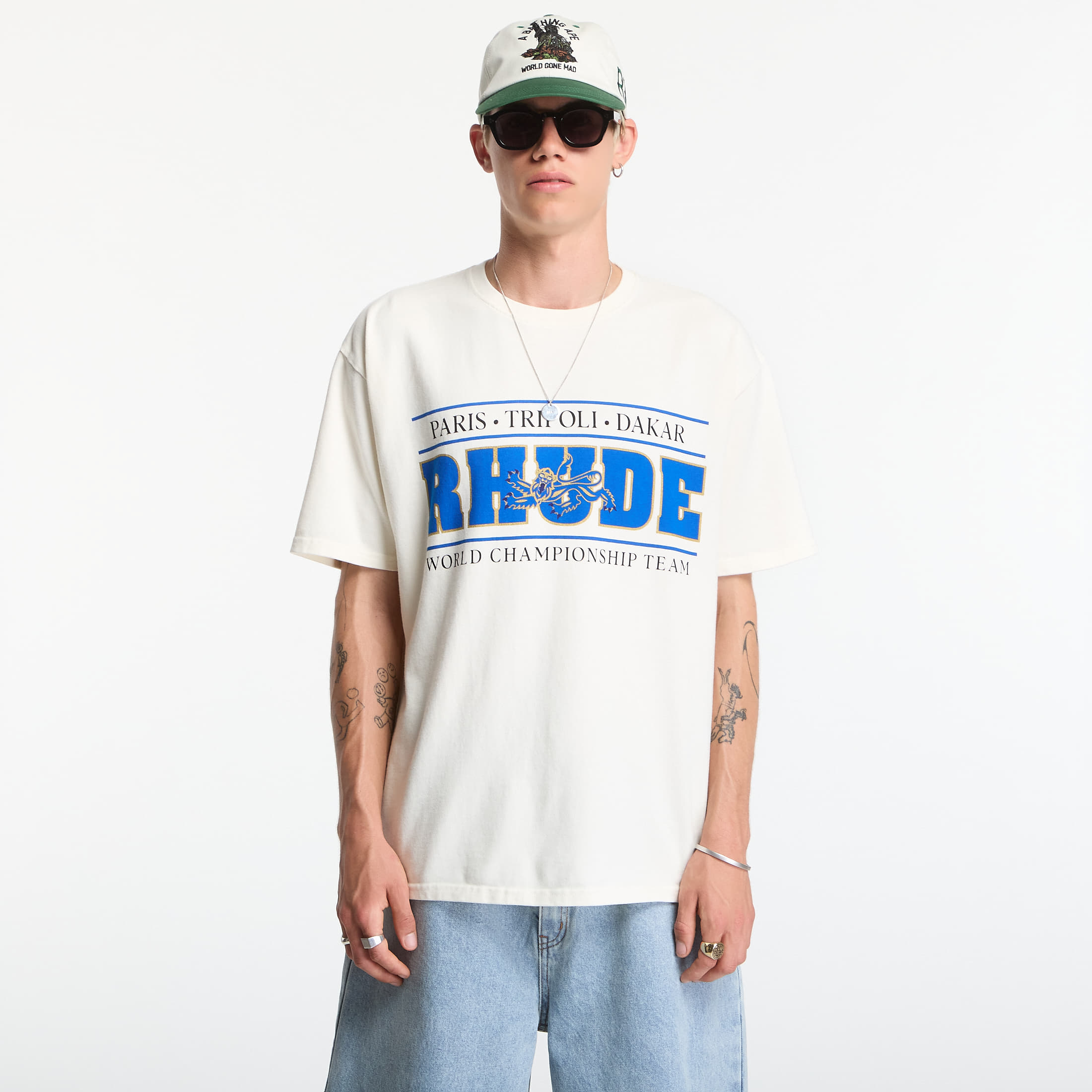 Rhude Tricou Chrono Tee Vintage White/ Blue A Bărbaţilor Mediu