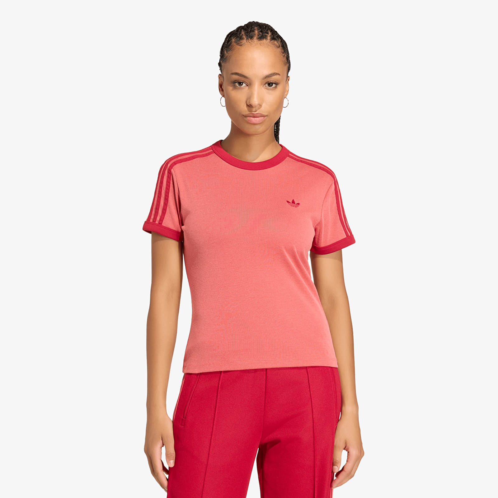 Дамски тениски adidas Heather 3s Cali T-Shirt Team Victory Red/ Preloved Scarlet/ Team Victory Red