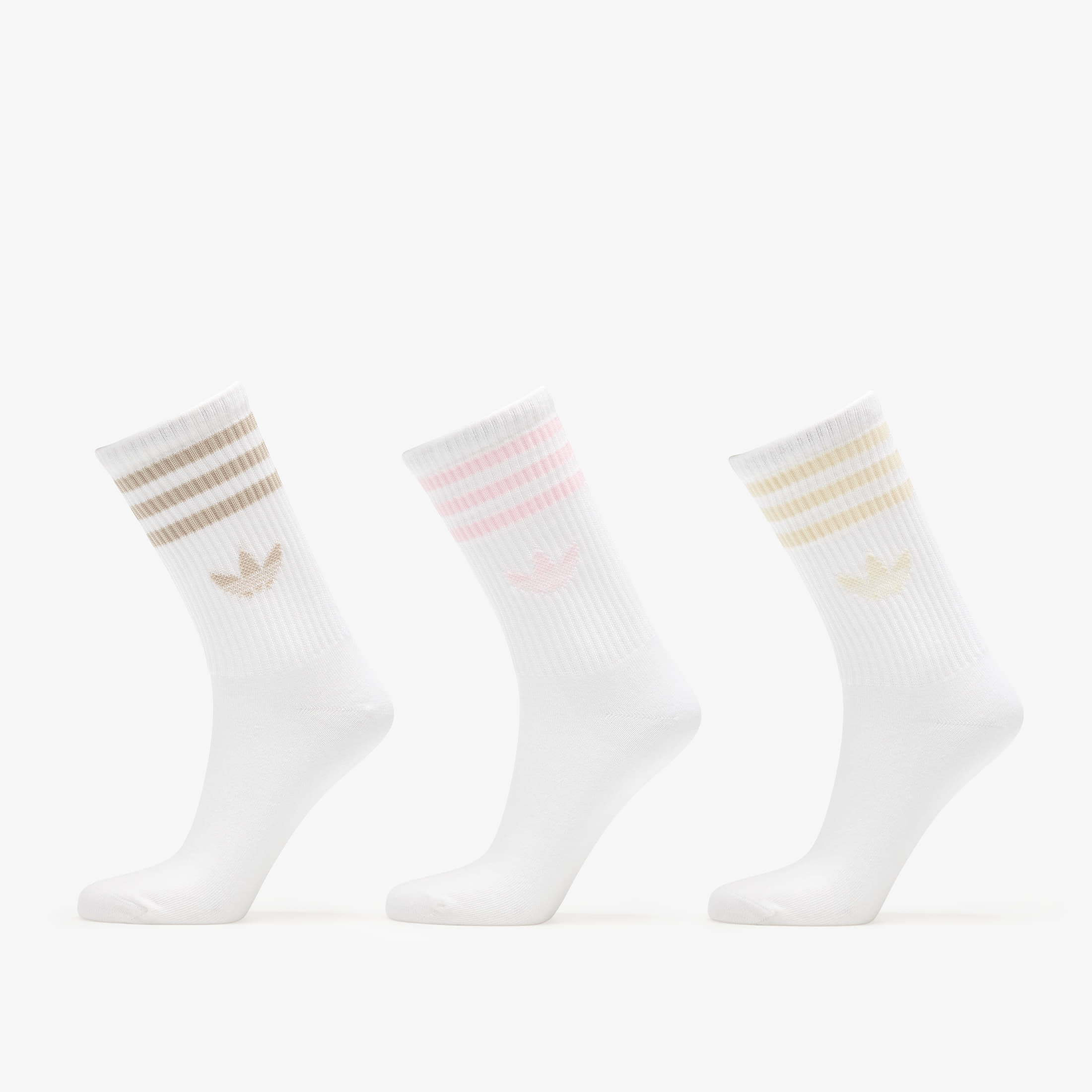 Чорапи adidas 3-Stripes Crew Socks 3-Pack Wonder White/ Clear Pink/ Wonder Beige L