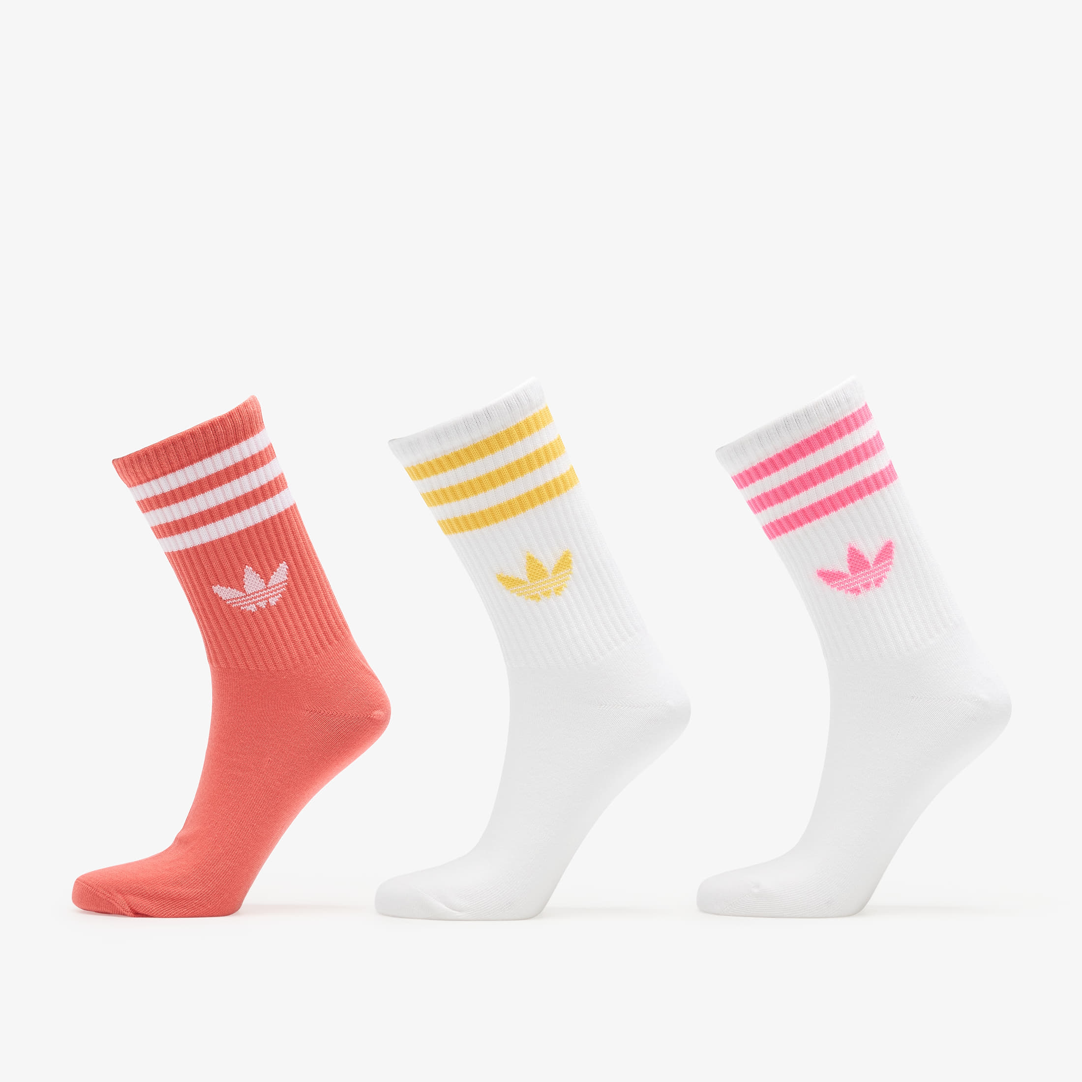 Чорапи adidas 3-Stripes Crew Socks 3-Pack White/ Lucid Pink/ Preloved Scarlet M