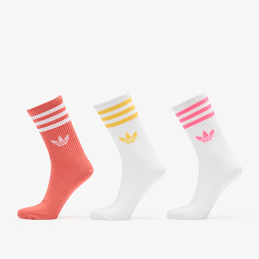 Zoknik adidas 3-Stripes Crew Socks 3-Pack White/ Lucid Pink/ Preloved Scarlet