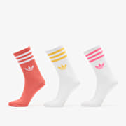 adidas 3-Stripes Crew Socks 3-Pack White/ Lucid Pink/ Preloved Scarlet