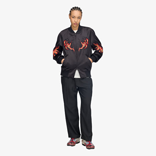 Jas Y-3 Embroidered Graphic Satin Souvenir Jacket UNISEX Black