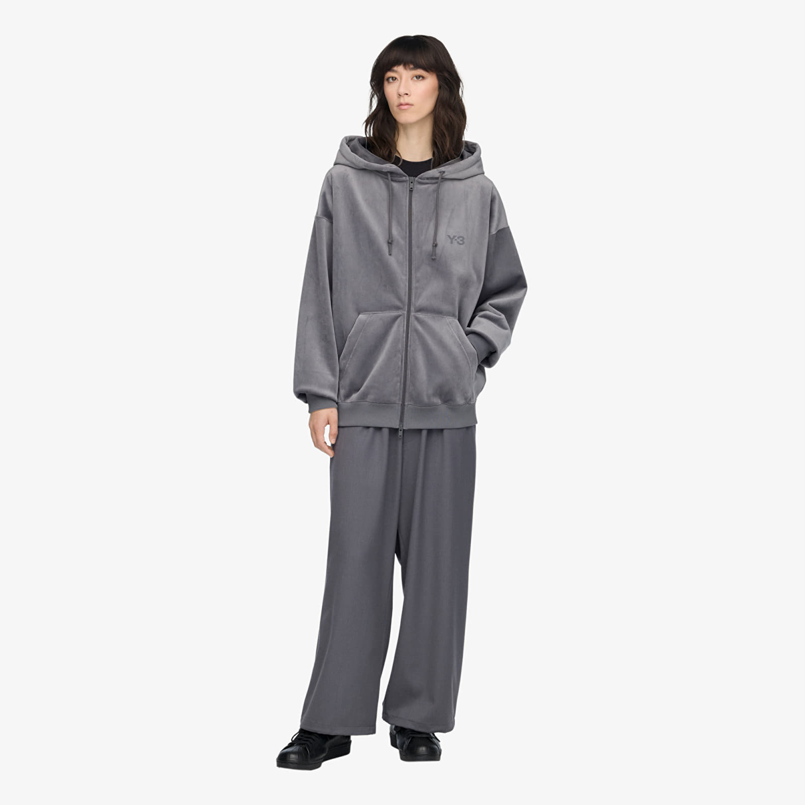 Men's hoodies Y-3 Velvet Corduroy Zip Hoodie UNISEX Grey Five