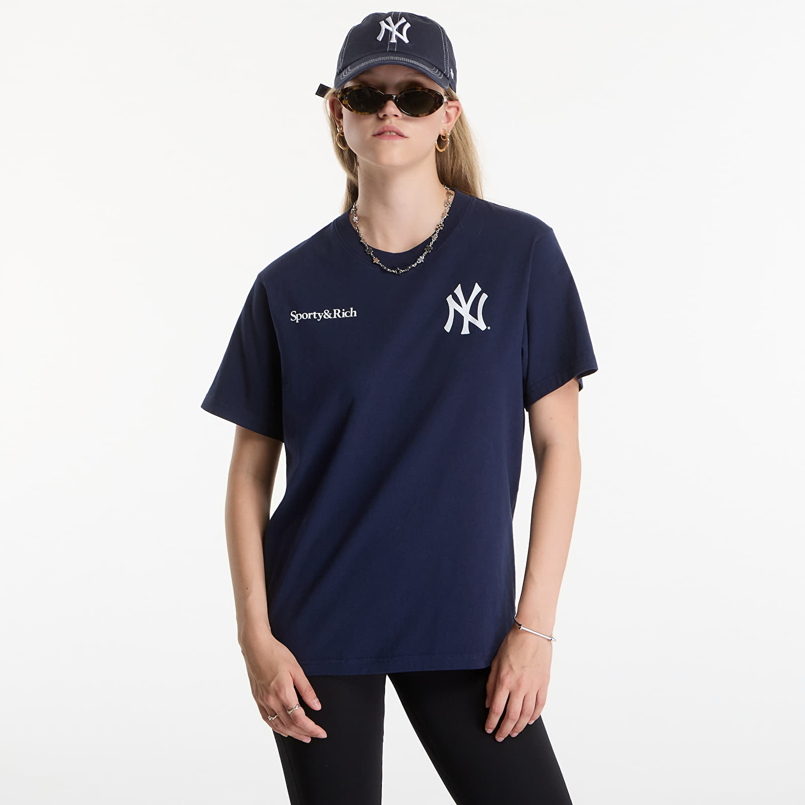 Футболки Sporty & Rich Yankees Arch Tshirt UNISEX Dark Navy/ White