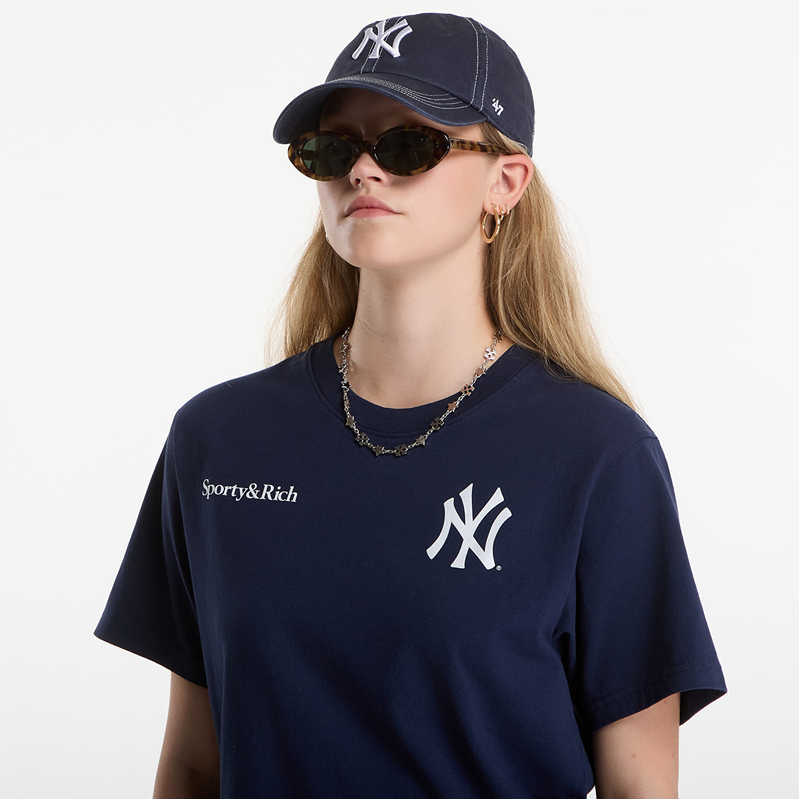 Футболки Sporty & Rich Yankees Arch Tshirt UNISEX Dark Navy/ White