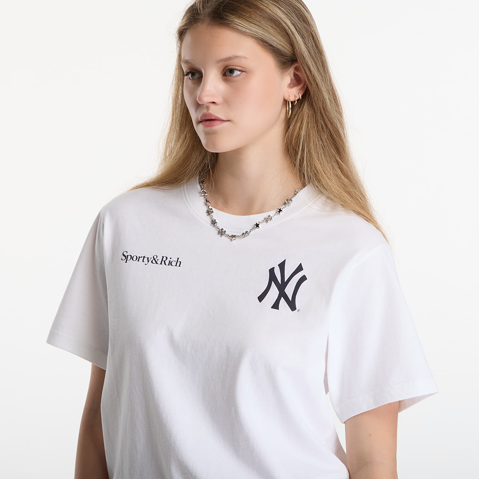 Футболки Sporty & Rich Yankees Arch Tshirt UNISEX White/ Dark Navy