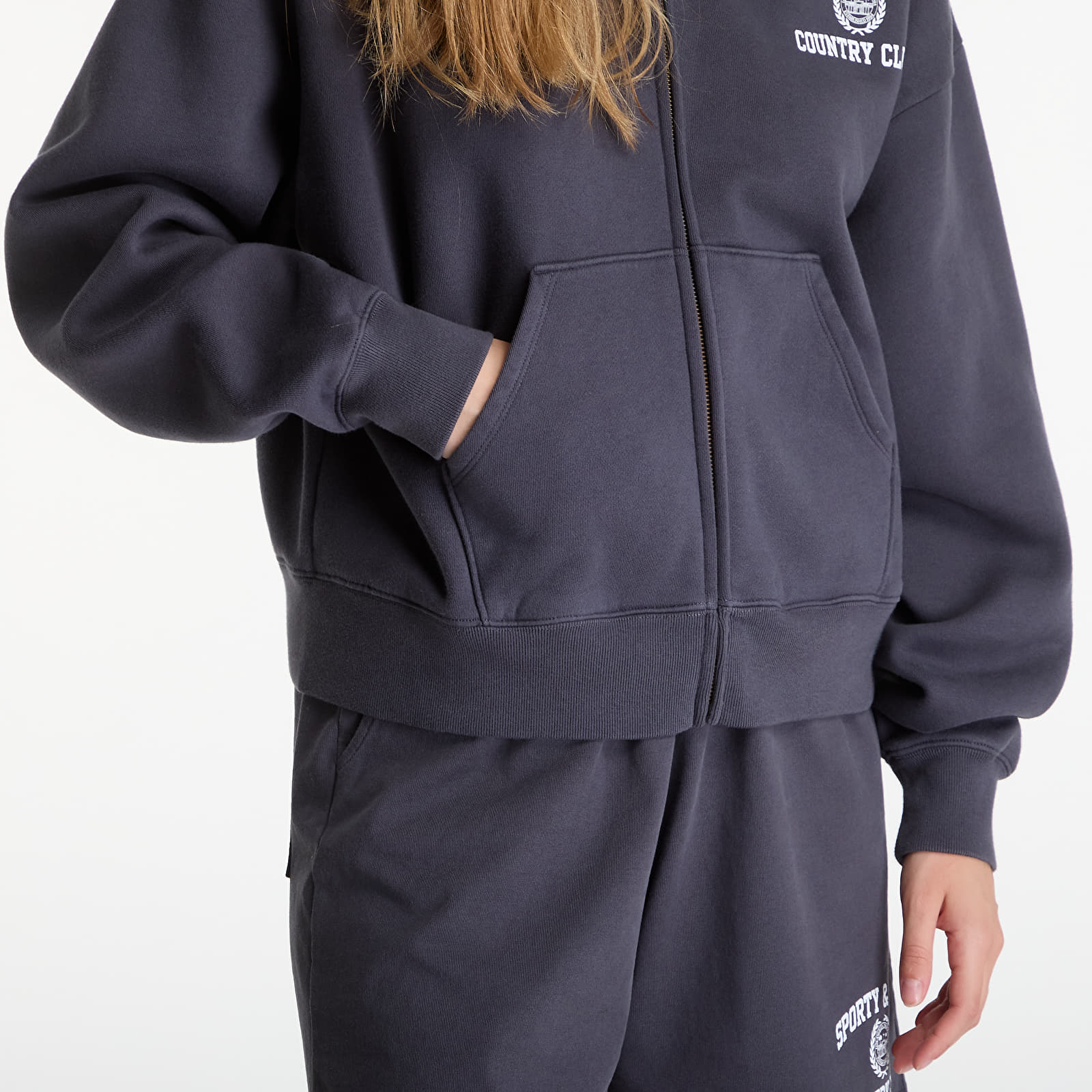 Hoodies and sweatshirts  Sporty & Rich Varsity Crest Zip Hoodie UNISEX Carbon