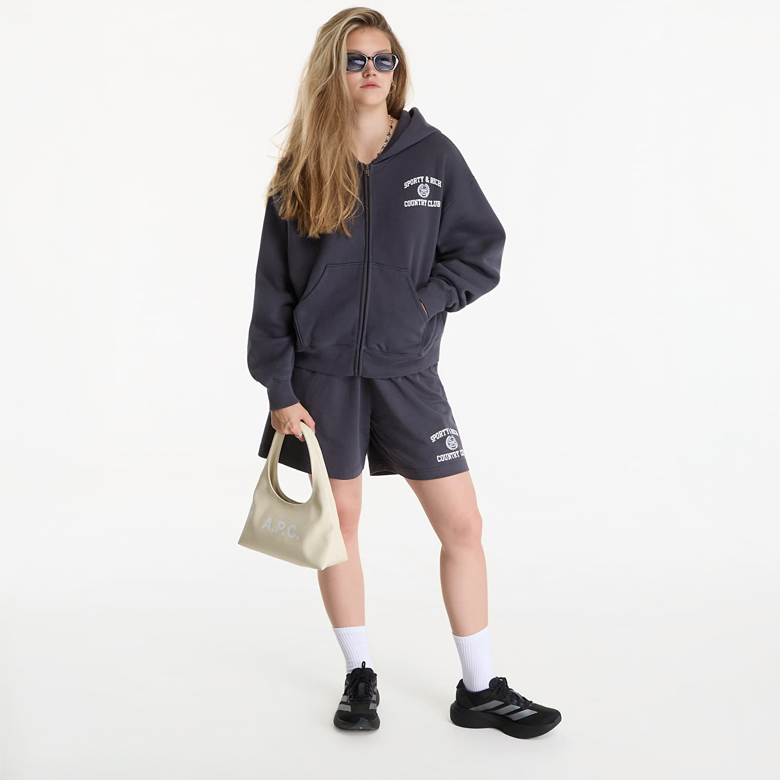 Hoodies and sweatshirts  Sporty & Rich Varsity Crest Zip Hoodie UNISEX Carbon
