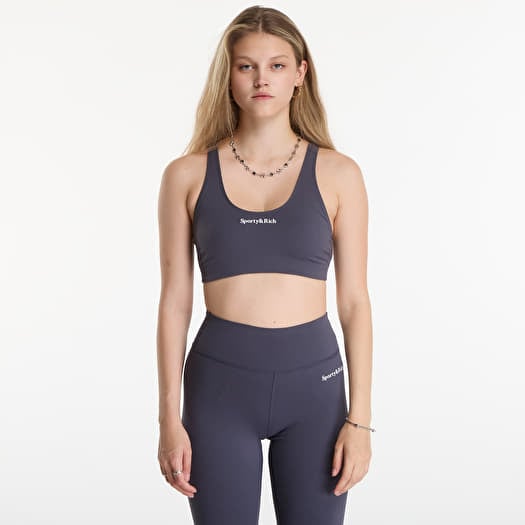 Sporty & Rich Serif Logo Sports Bra Carbon