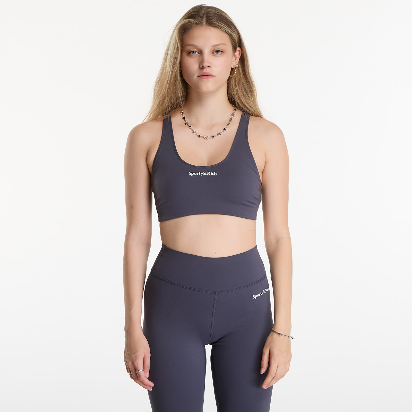 Бюстгальтеры Sporty & Rich Serif Logo Sports Bra Carbon
